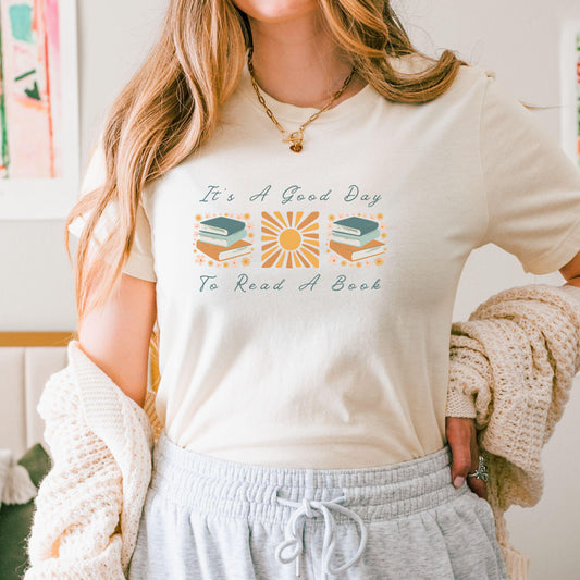 It's A Good Day To Read A Book Shirt, Book lover Shirt Bookish Gifts Library TShirt, Boho Sun Shirt, Bookish Things Literature Shirt