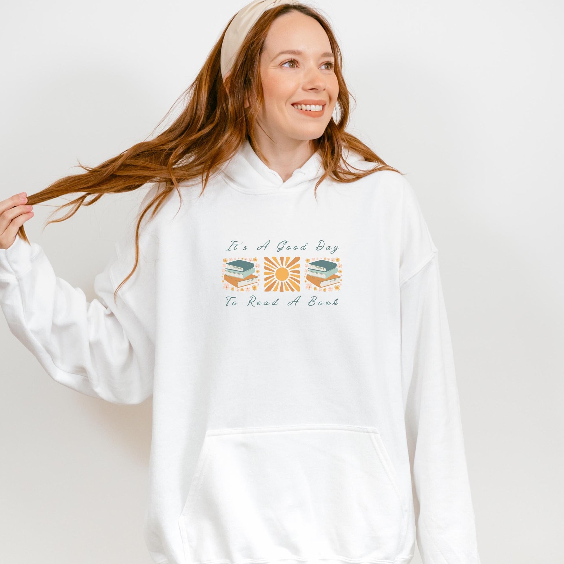 It's A Good Day To Read A Book Hoodie, Book lover Sweathirt Bookish Gifts Library Sweatshirt, Boho Sunshine Hoodie Literature Sweatshirt