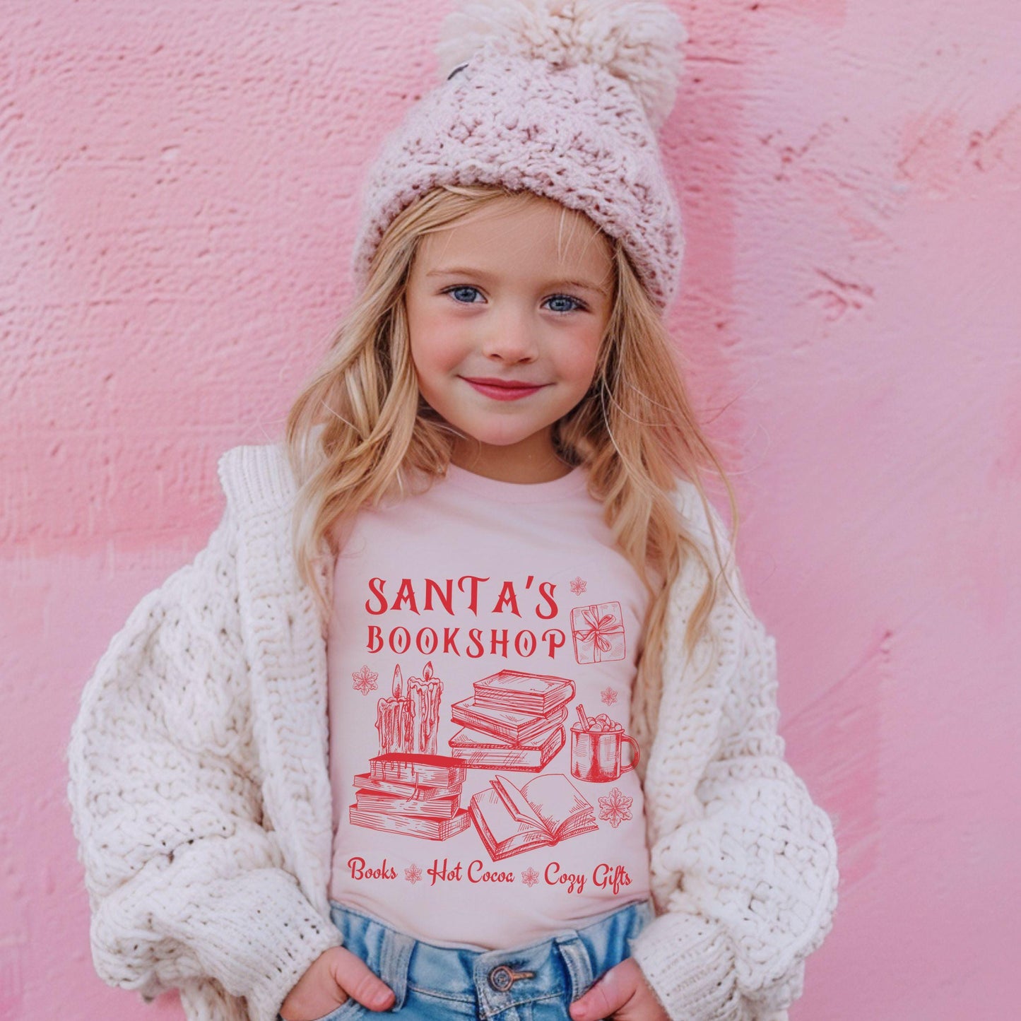 Santa's Bookshop Shirt Kids, Book Lover Shirt Kids Bookish Clothes Holiday Shirt Youth Christmas Tshirt Bookish Christmas Bookcore Shirt