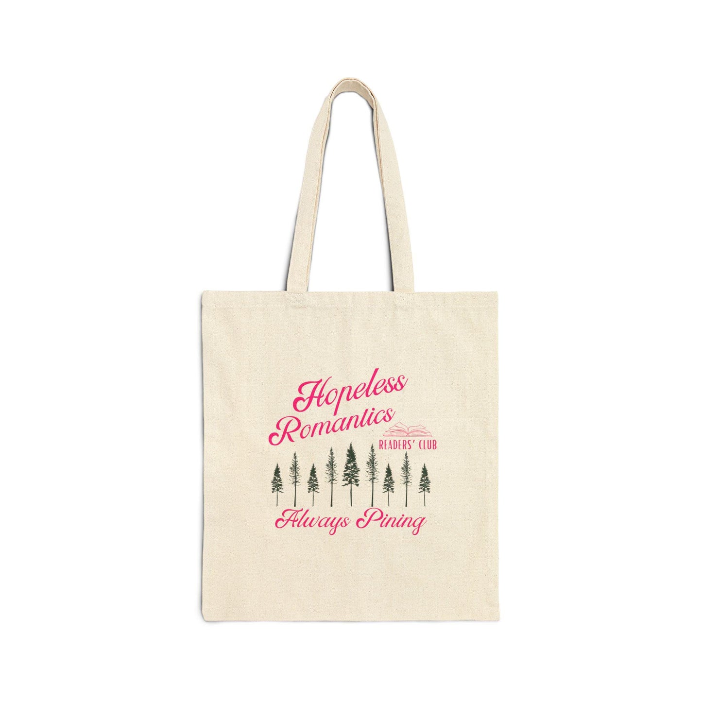 Hopeless Romantics Reader Club Pine Tree Tote Bag, Dark Romance Romantasy Reader Gift Nature Bag Bookish Granola Girl Library Bookstore Bag