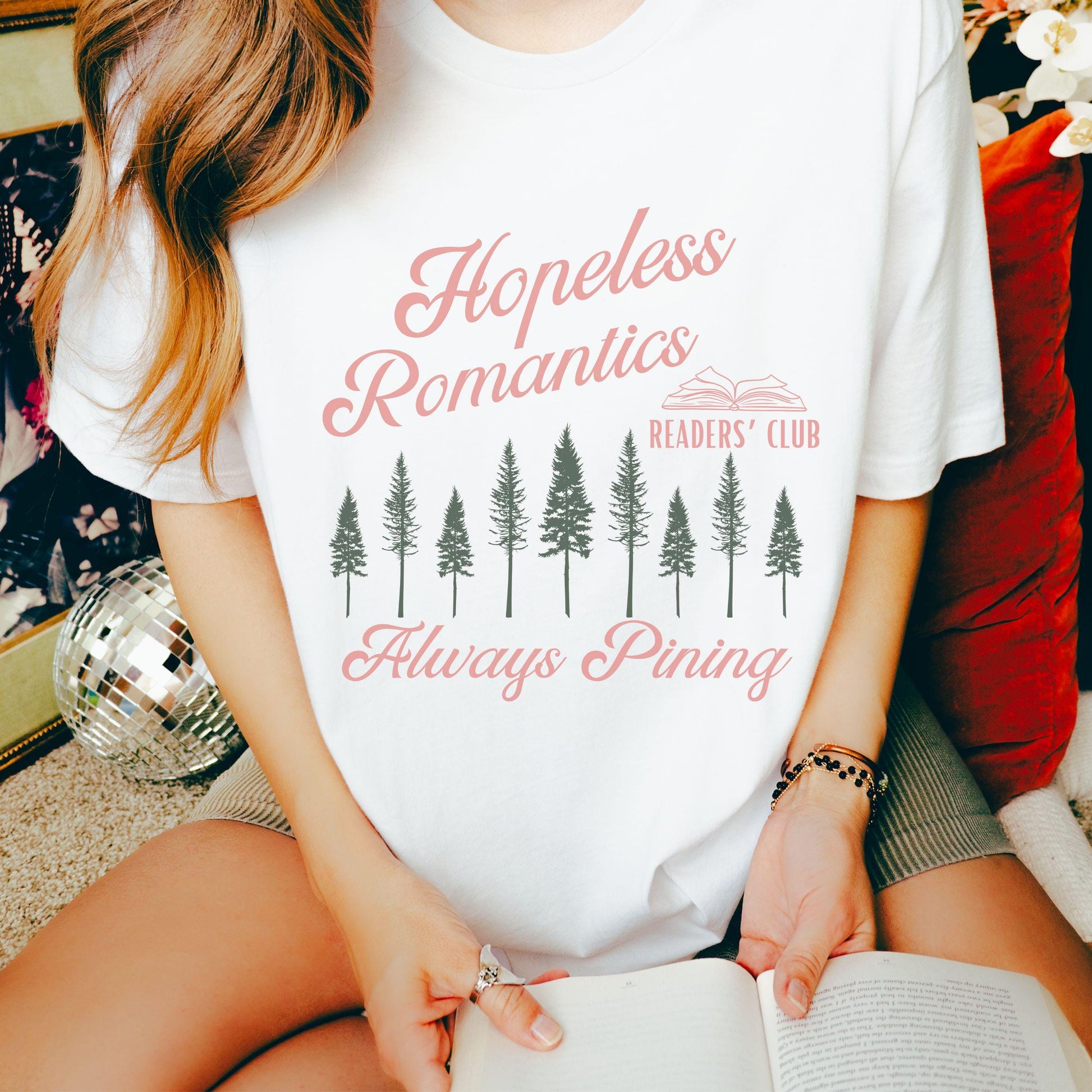 Hopeless Romantics Readers Club Shirt, Pine Tree Shirt Dark Romance Romantasy Reader Shirt Nature Granola Girl Bookcore Tee, Bookish Gifts