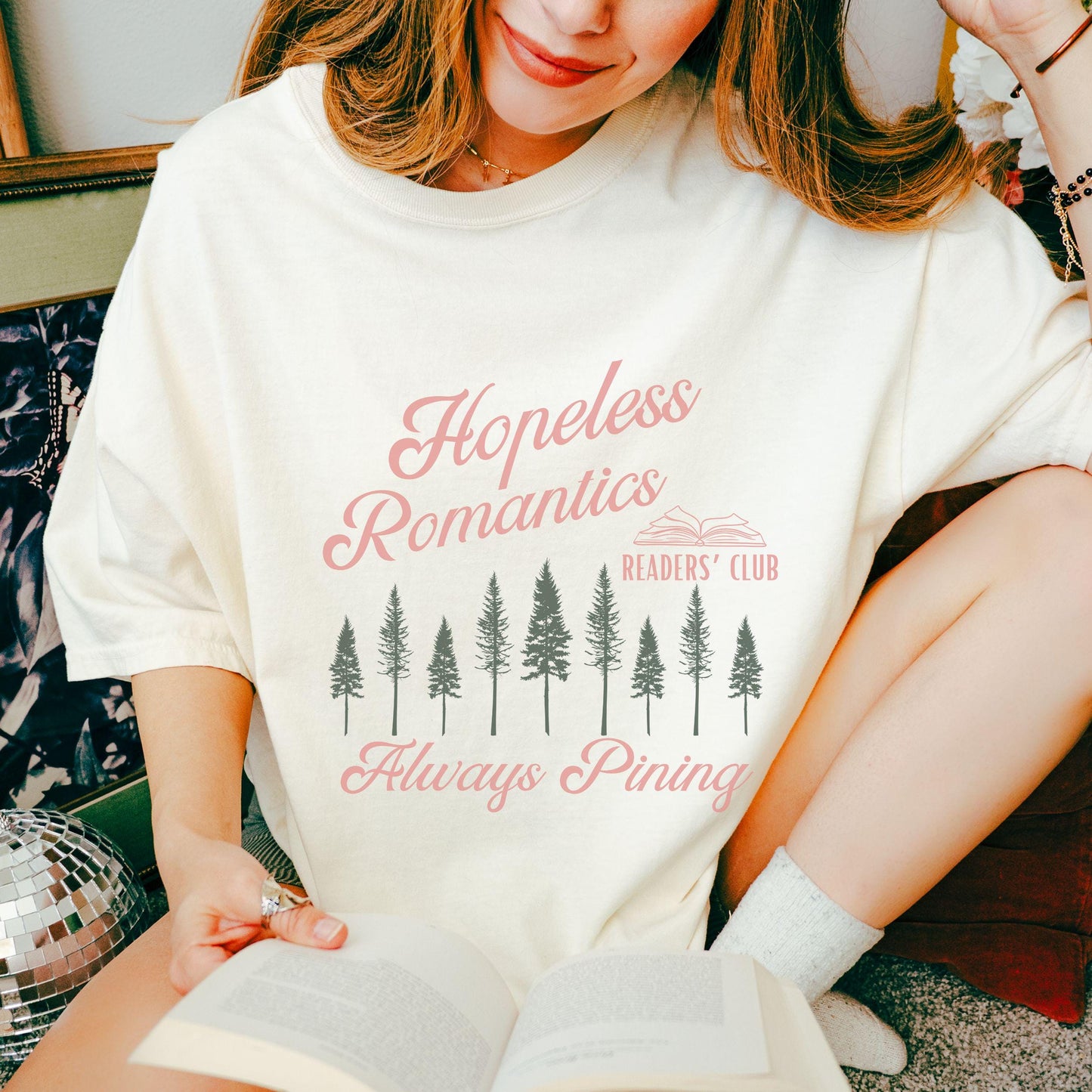 Hopeless Romantics Readers Club Shirt, Pine Tree Shirt Dark Romance Romantasy Reader Shirt Nature Granola Girl Bookcore Tee, Bookish Gifts