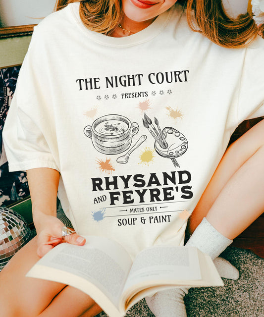 ACOMAF Rhysand and Feyre Soup and Paint Shirt, Officially Licensed Sarah J Maas Merch A Court Of Thorns and Roses Night Court Bookish Shirt