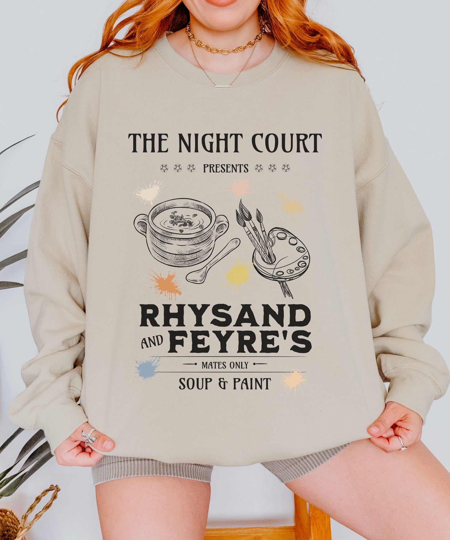 ACOMAF Rhysand and Feyre Soup and Paint Sweatshirt, Officially Licensed SJM Merch ACOTAR Sweatshirt, Night Court Bookish Shirt, Chapter 55