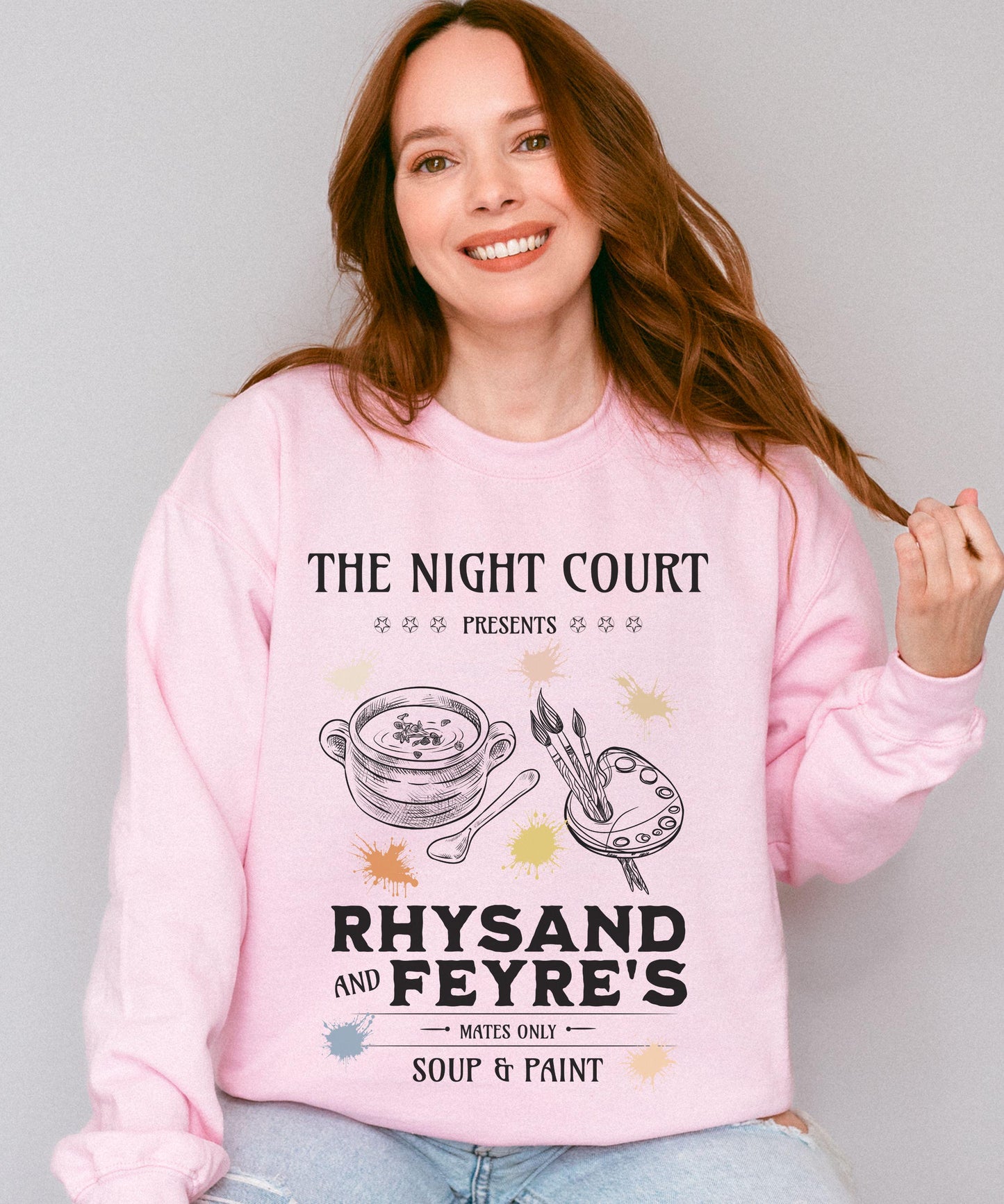 ACOMAF Rhysand and Feyre Soup and Paint Sweatshirt, Officially Licensed SJM Merch ACOTAR Sweatshirt, Night Court Bookish Shirt, Chapter 55