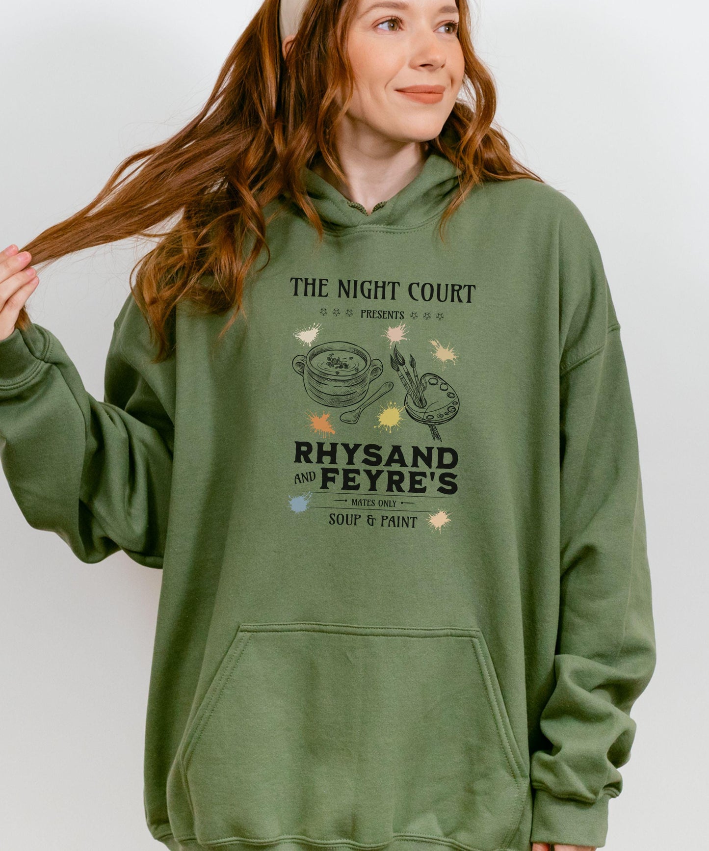 ACOMAF Rhysand and Feyre Soup and Paint Hoodie, Officially Licensed SJM Merch ACOTAR Sweatshirt, Night Court Bookish Hoodie Chapter 55 Shirt