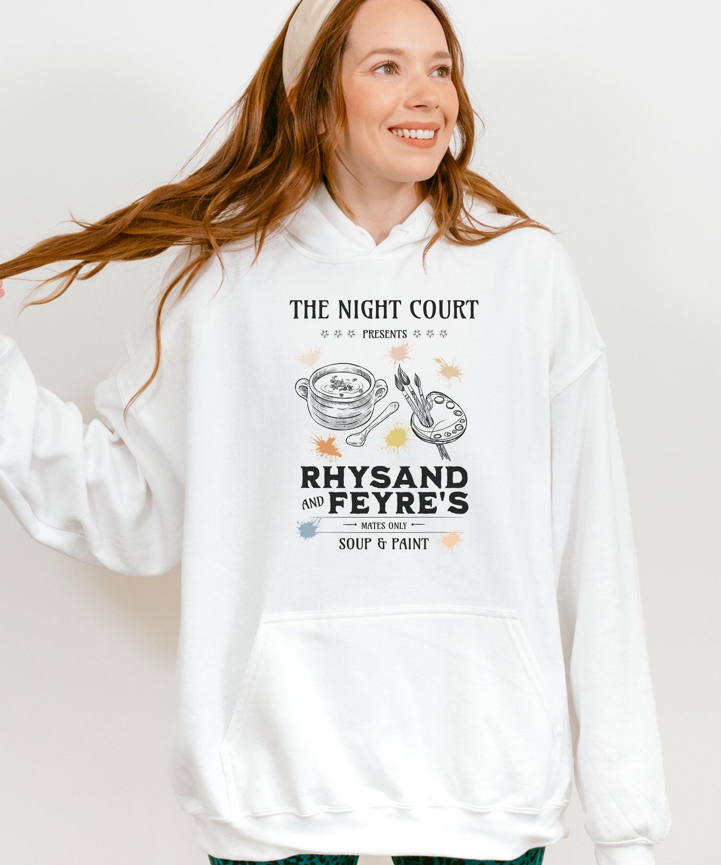 ACOMAF Rhysand and Feyre Soup and Paint Hoodie, Officially Licensed SJM Merch ACOTAR Sweatshirt, Night Court Bookish Hoodie Chapter 55 Shirt