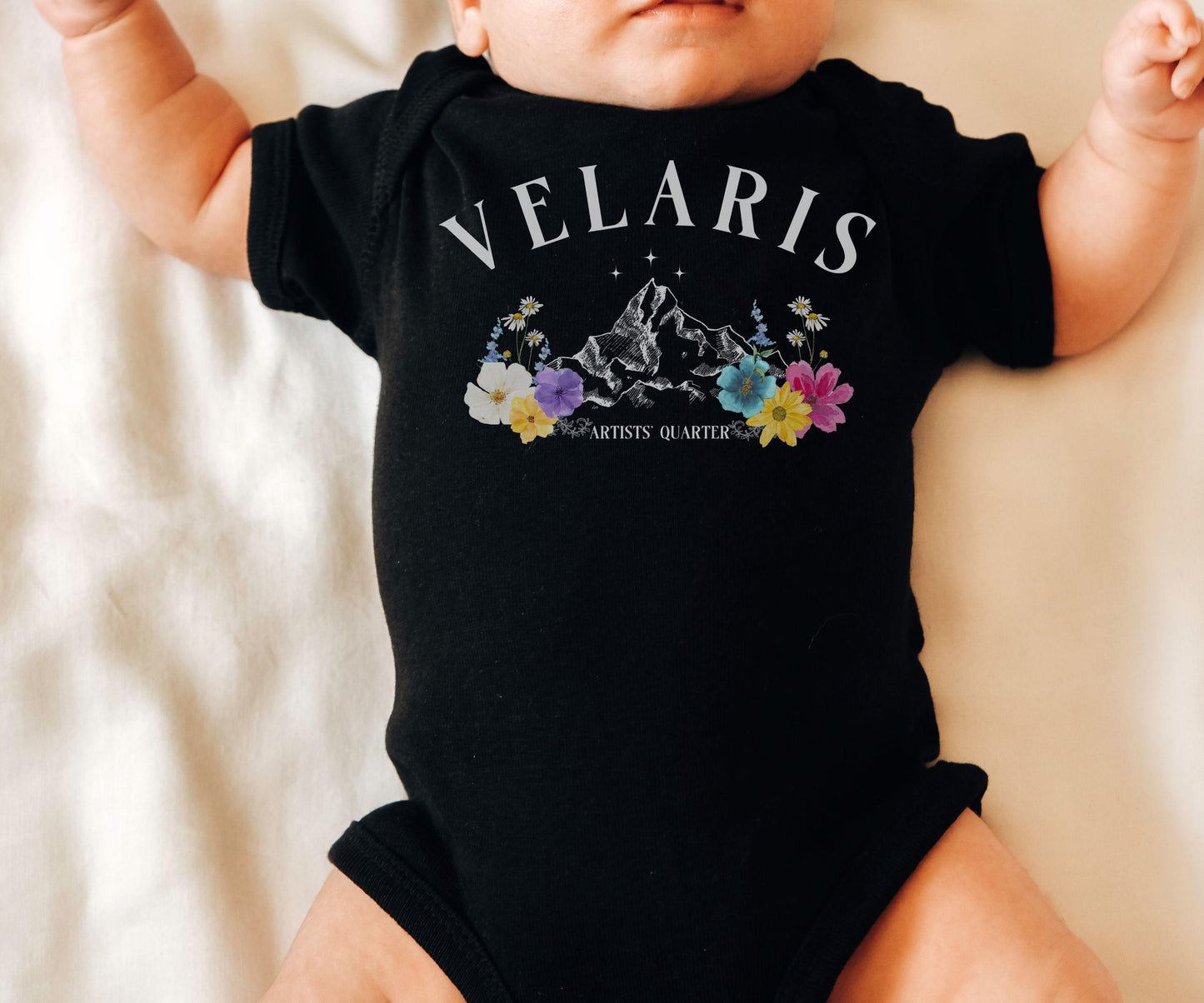 Velaris Artist's Quarter Baby Bodysuit, Licensed SJM Merch ACOTAR Baby Gift ACOMAF Baby Clothes, Sarah J Maas Bookish Baby Shower Gift