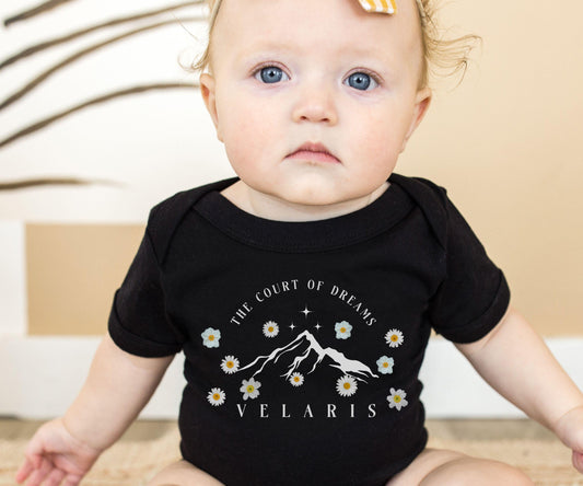 Velaris Baby Bodysuit, The Night Court of Dreams Licensed SJM Merch ACOMAF ACOTAR Baby Clothes, Sarah J Maas Bookish Baby Shower Gifts