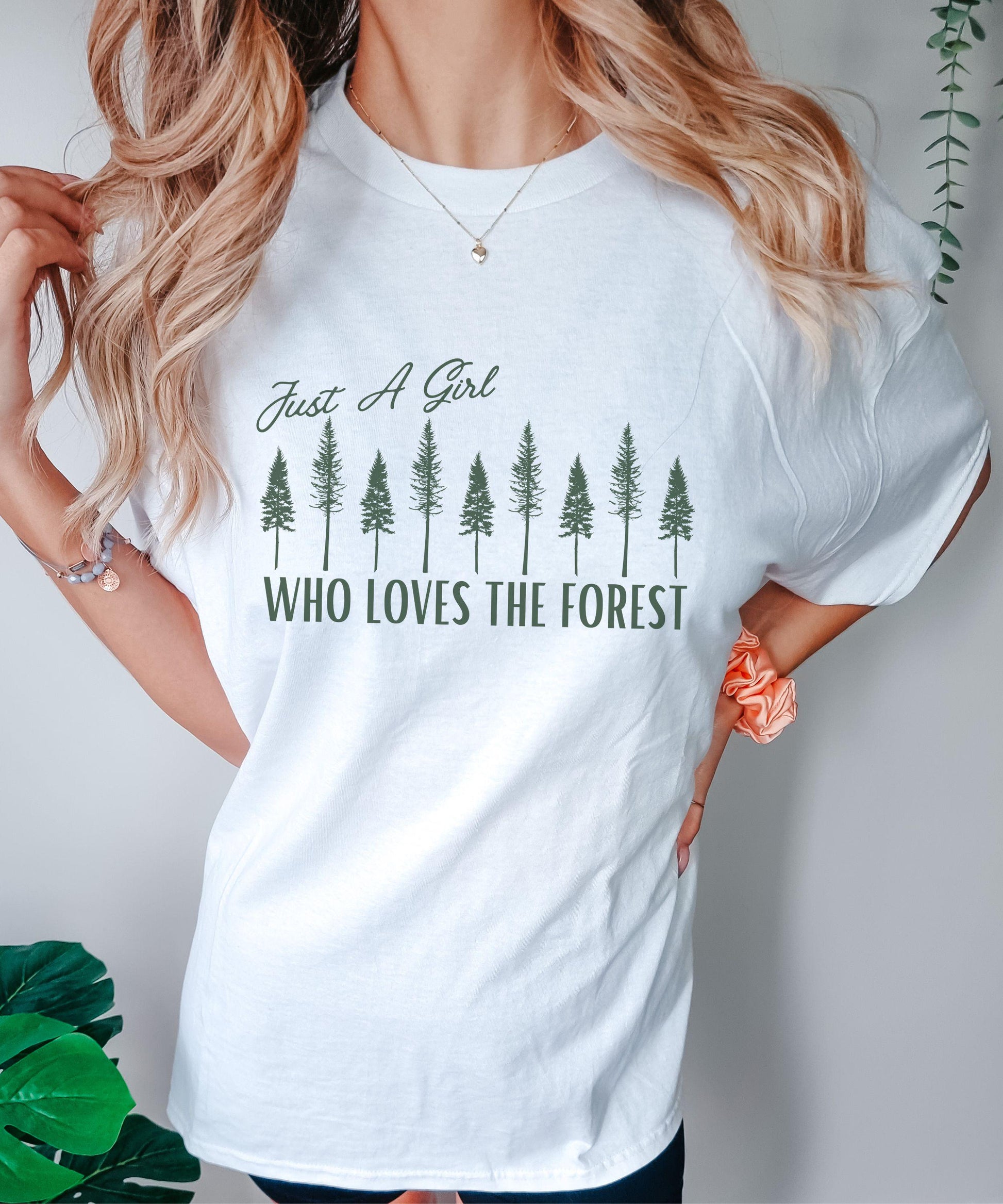 Just A Girl Who Loves The Forest Shirt Naturecore Granola Girl Tshirt, ForestCore Shirt Goblincore Clothes Nature Lover Moss Girl