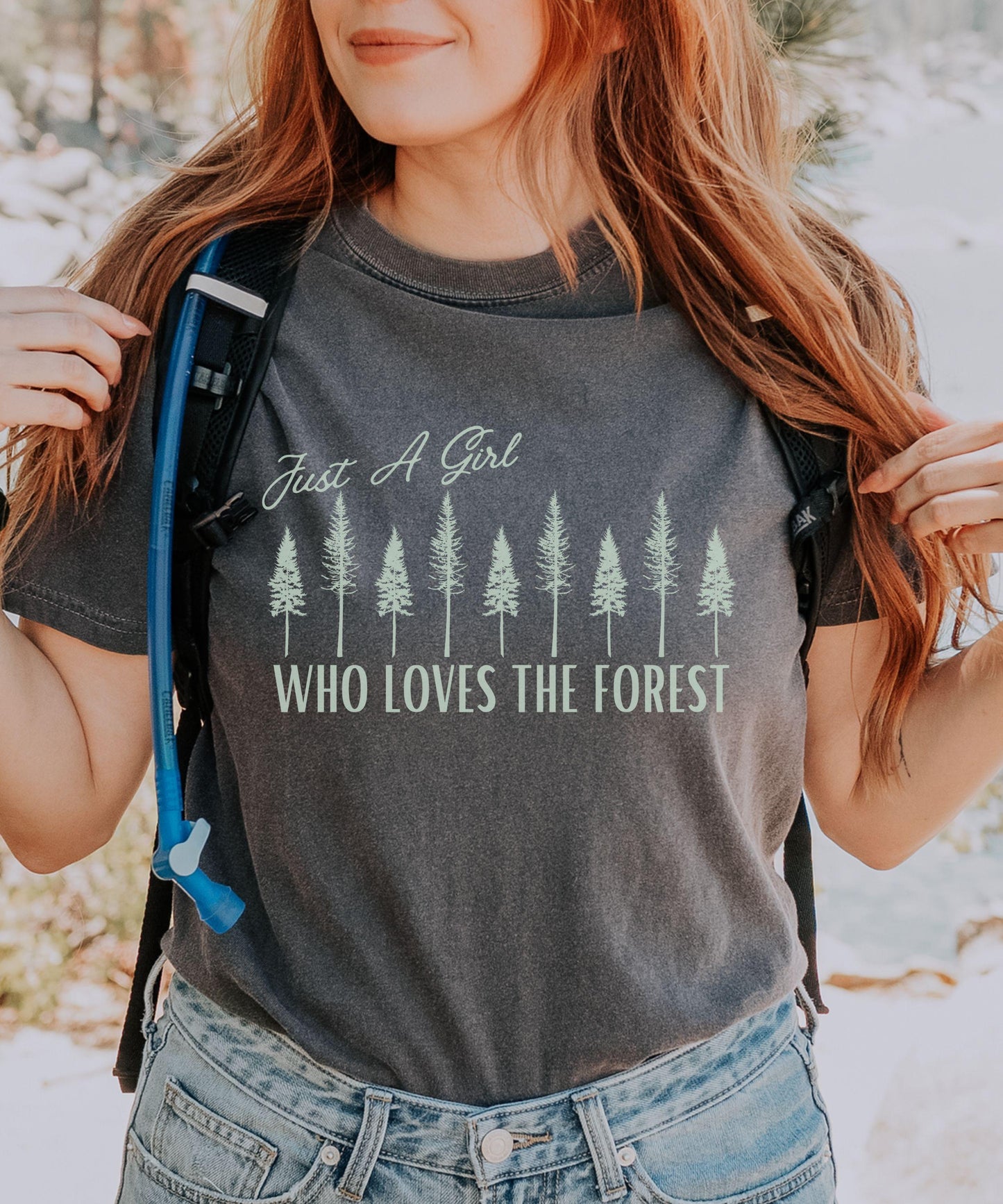 Just A Girl Who Loves The Forest Shirt Naturecore Granola Girl Tshirt, ForestCore Shirt Goblincore Clothes Nature Lover Moss Girl