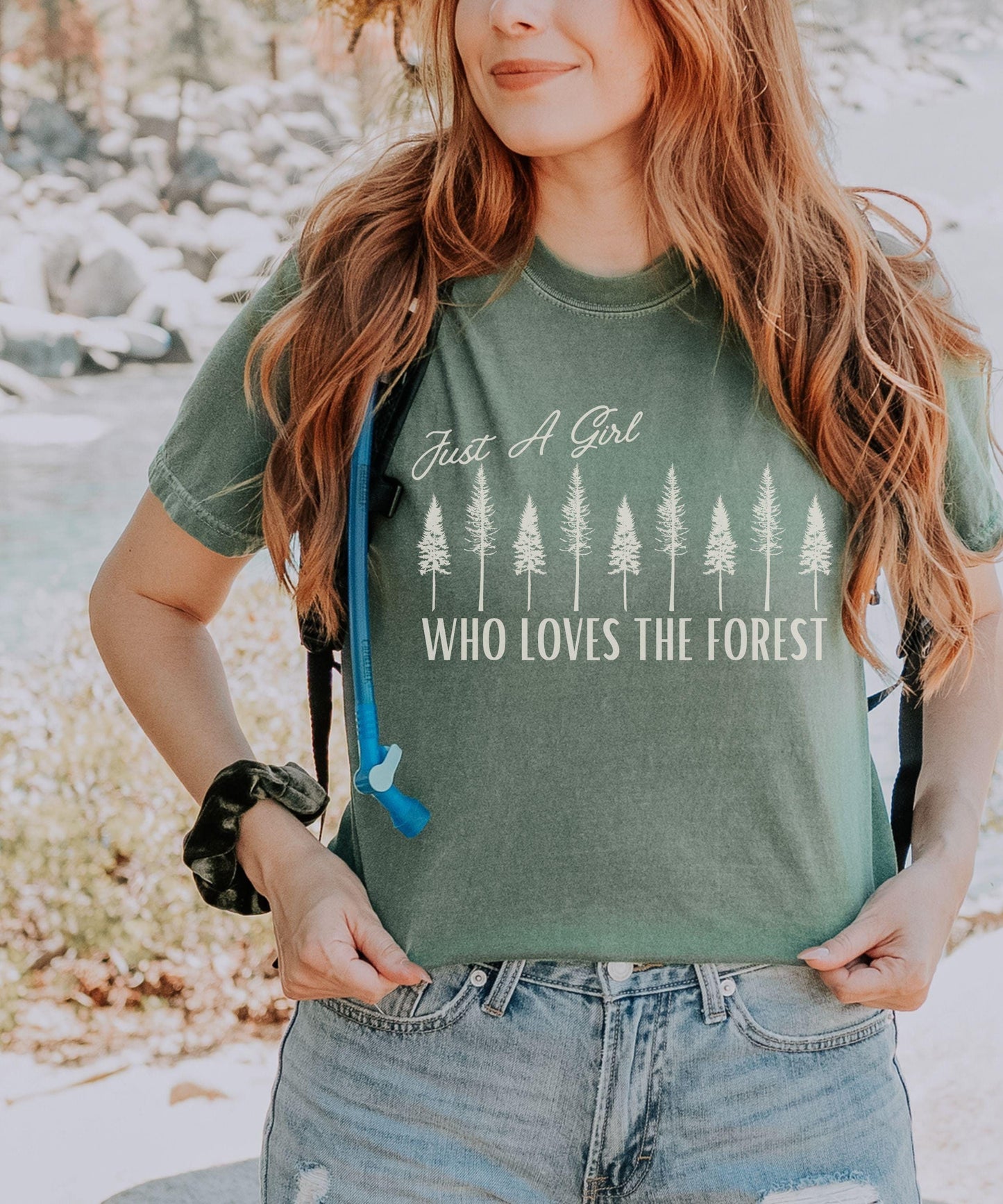 Just A Girl Who Loves The Forest Shirt Naturecore Granola Girl Tshirt, ForestCore Shirt Goblincore Clothes Nature Lover Moss Girl