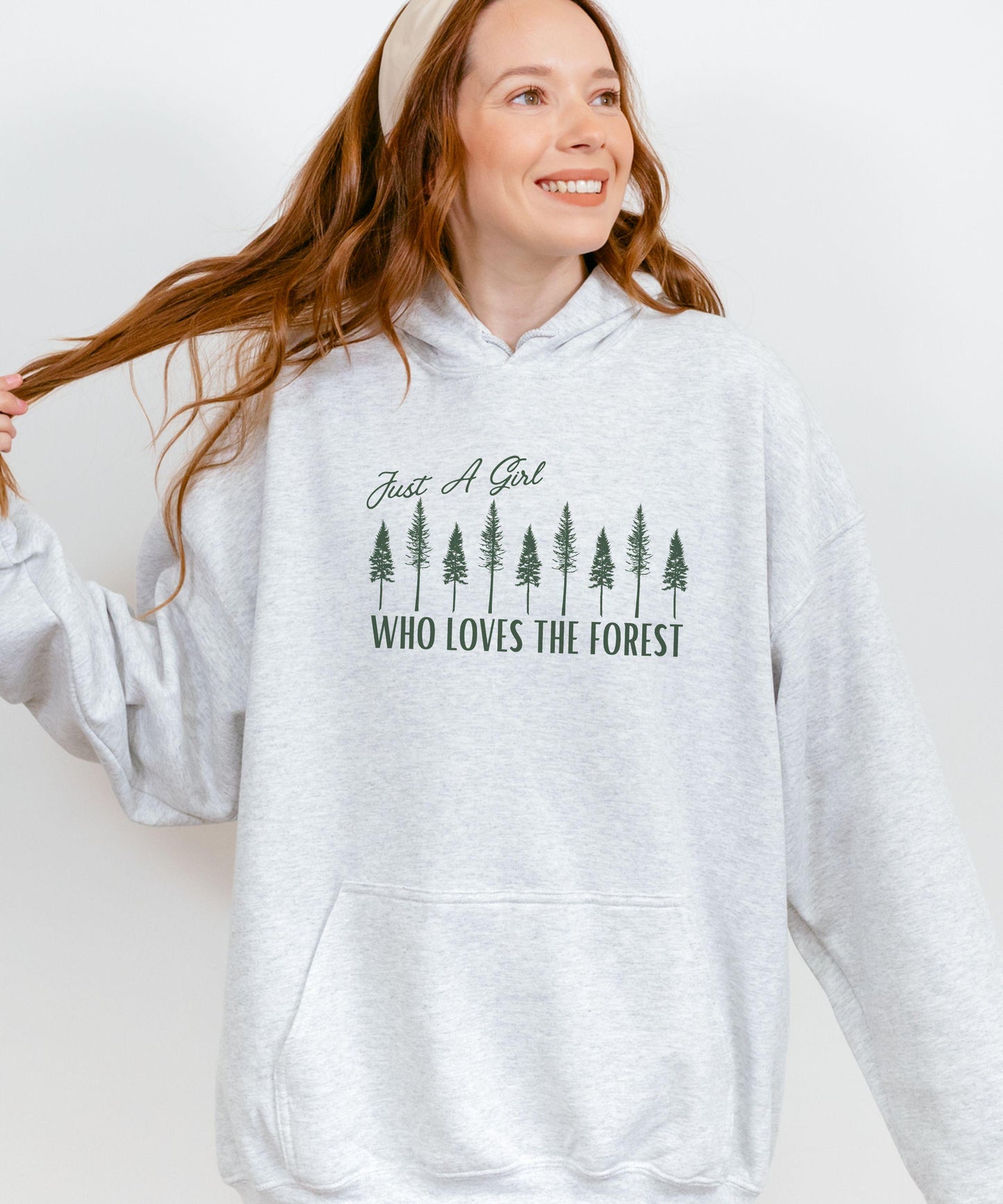 Nature Hoodie, Just a Girl Who Loves The Forest Sweatshirt Forest Core Hoodie Mountain Hiking Gift, Camping Aesthetic, Nature Lover Gift