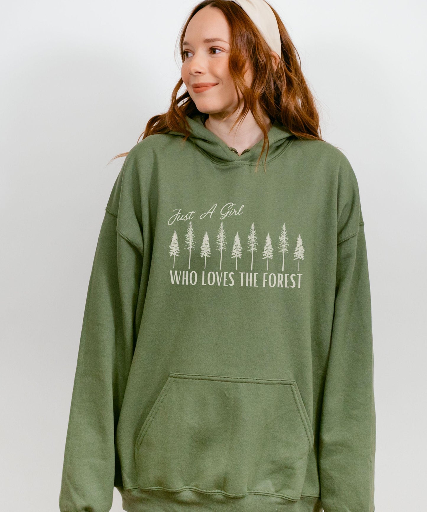 Nature Hoodie, Just a Girl Who Loves The Forest Sweatshirt Forest Core Hoodie Mountain Hiking Gift, Camping Aesthetic, Nature Lover Gift