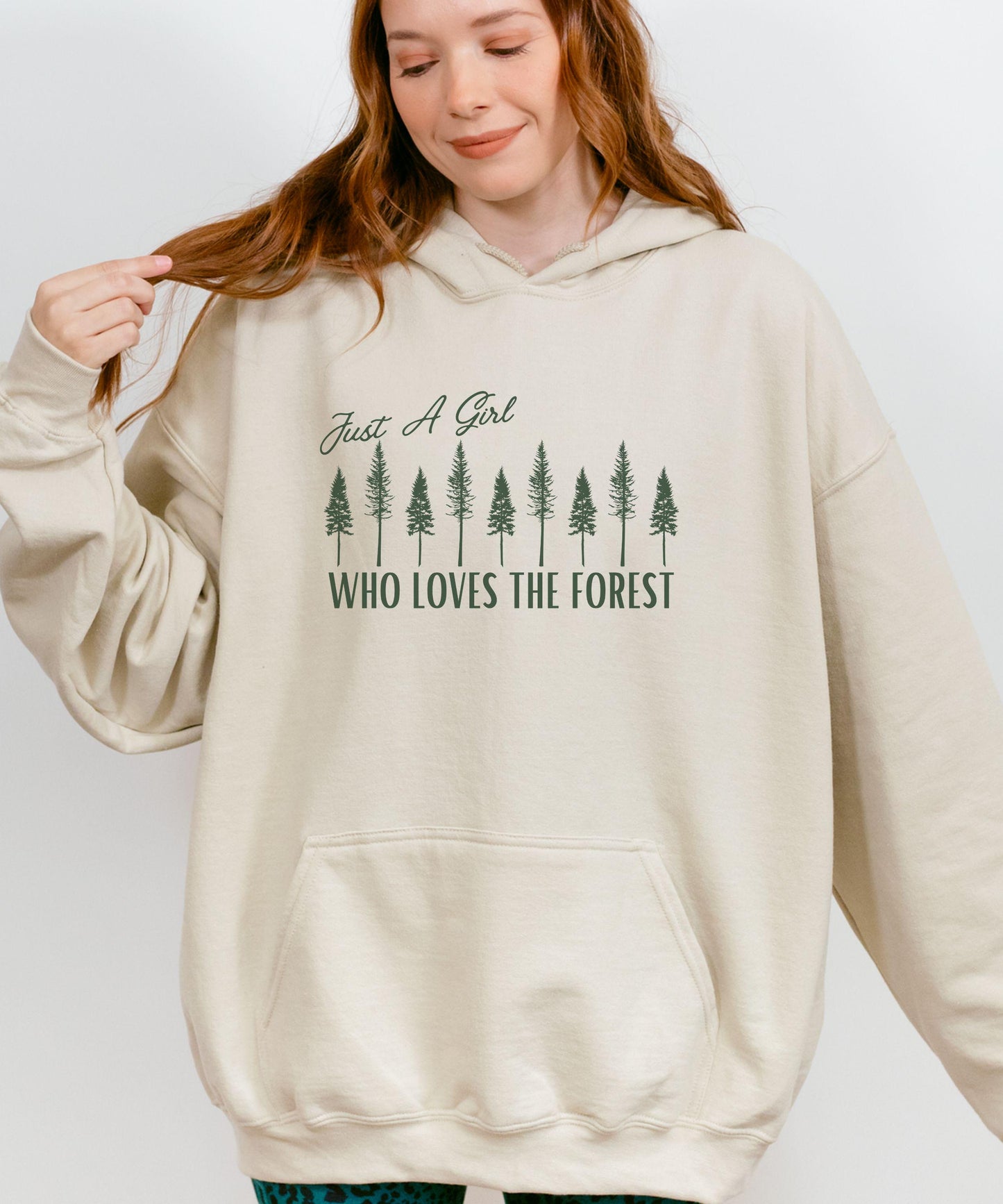 Nature Hoodie, Just a Girl Who Loves The Forest Sweatshirt Forest Core Hoodie Mountain Hiking Gift, Camping Aesthetic, Nature Lover Gift