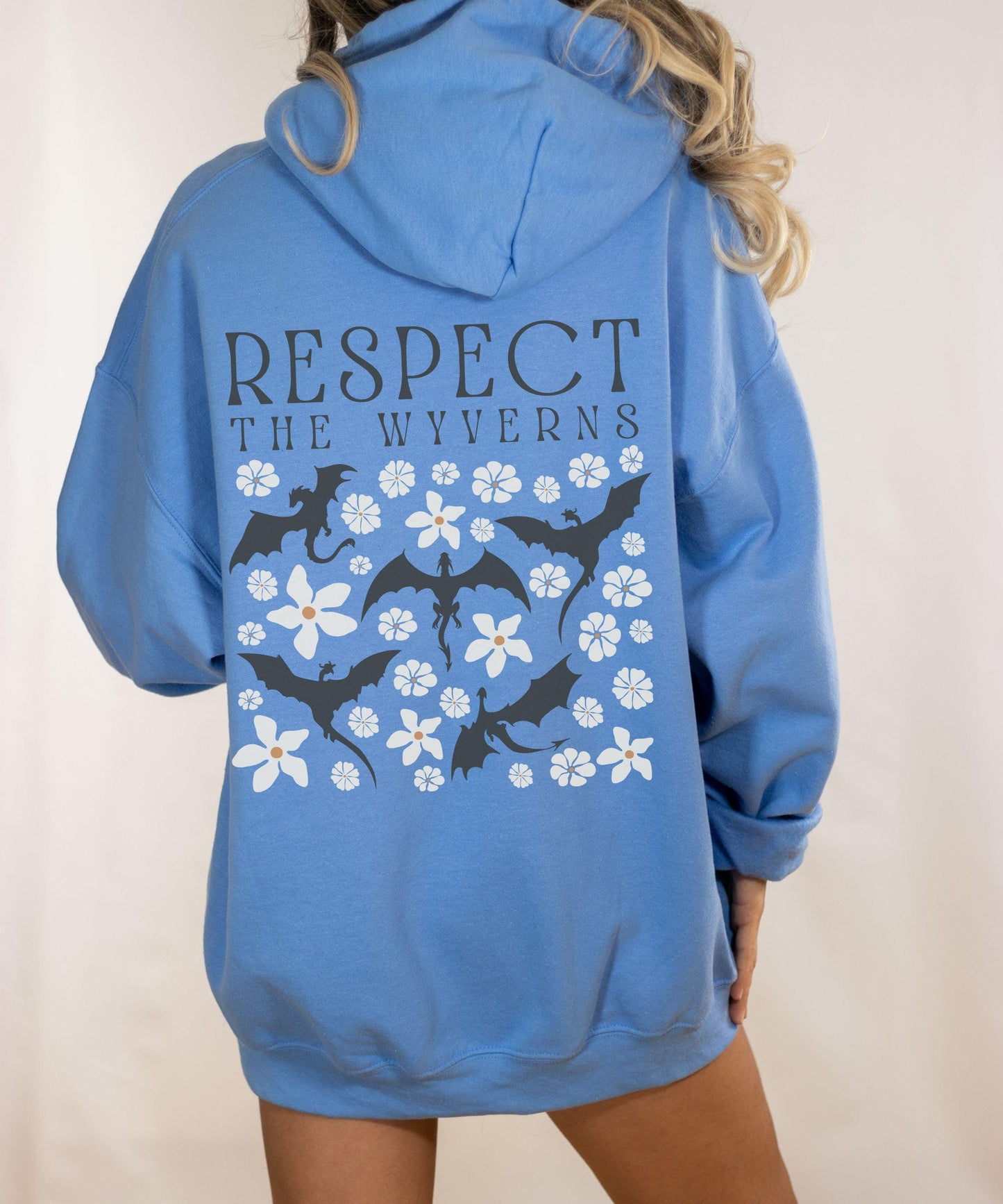 Respect The Wyverns Hoodie, Wyvern Sweatshirt Romantasy Reader Floral Bookish Whimsigoth Clothing Fantasy Romance Dragon Shirt Bookcore Gift