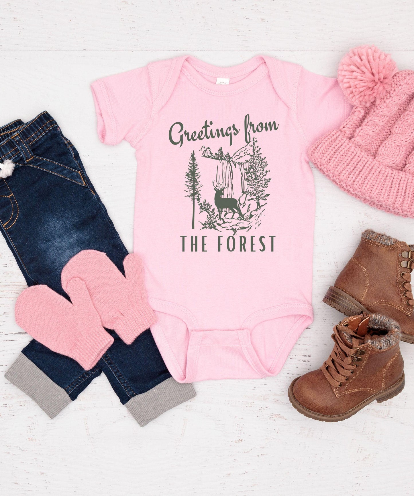 Greetings From The Forest Baby Bodysuit, Forest Core Baby Clothes Naturecore Baby Nature Lover Baby Gift Granola Girl Forest Animal Shirt