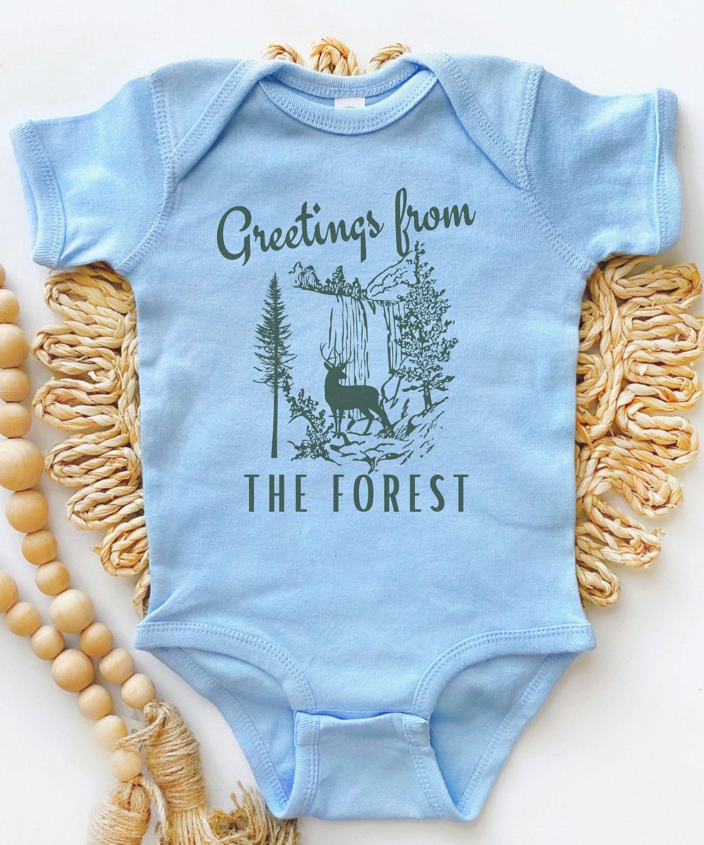 Greetings From The Forest Baby Bodysuit, Forest Core Baby Clothes Naturecore Baby Nature Lover Baby Gift Granola Girl Forest Animal Shirt