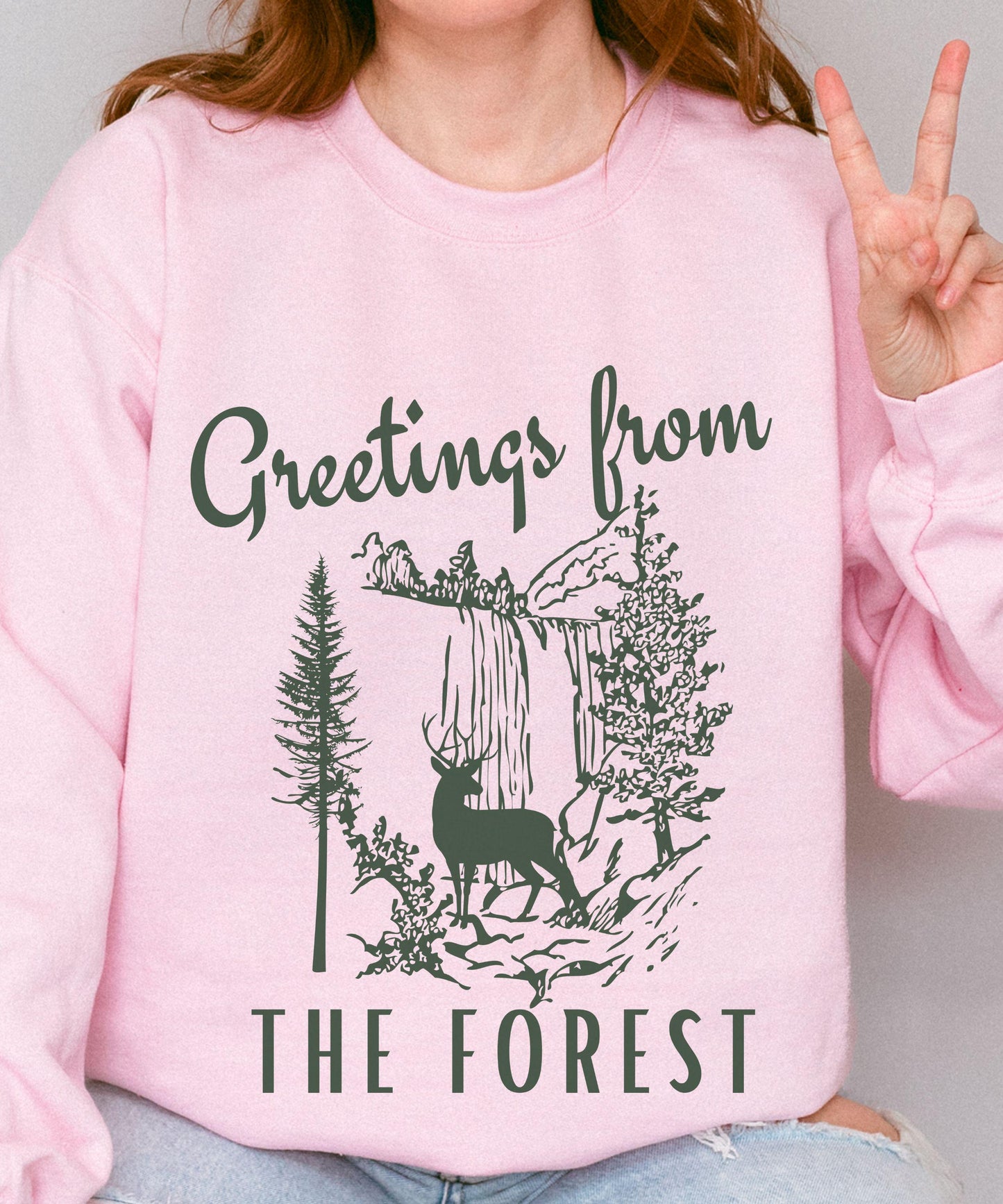 Forest Greeting sweatshirt Forest Core Naturecore Nature Lover Granola Girl Forest Animal Deer Sweatshirt Ecology Shirt Camping Hiking Shirt