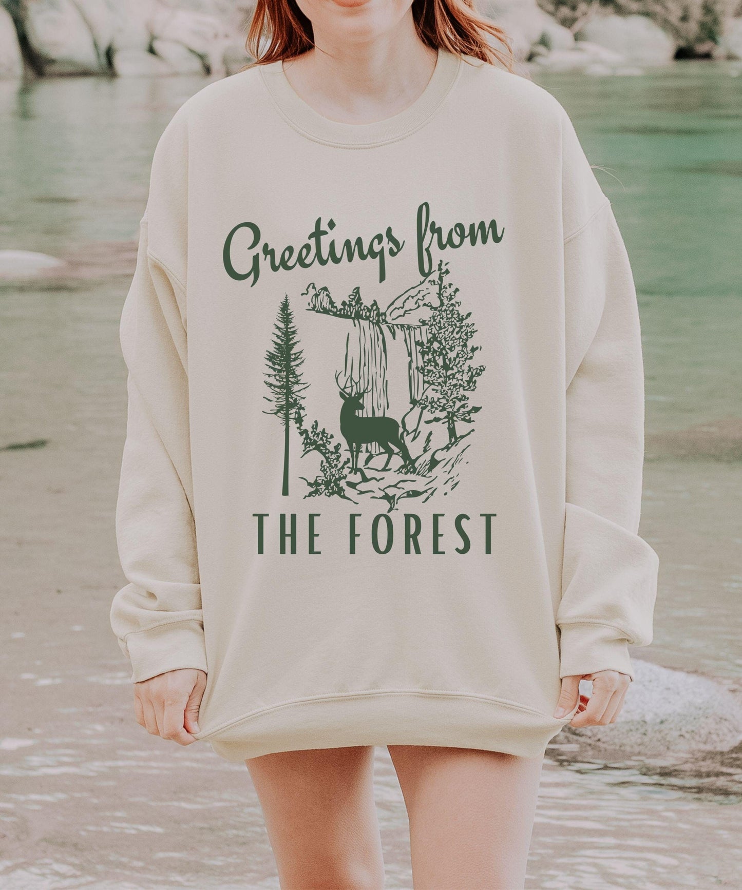 Forest Greeting sweatshirt Forest Core Naturecore Nature Lover Granola Girl Forest Animal Deer Sweatshirt Ecology Shirt Camping Hiking Shirt