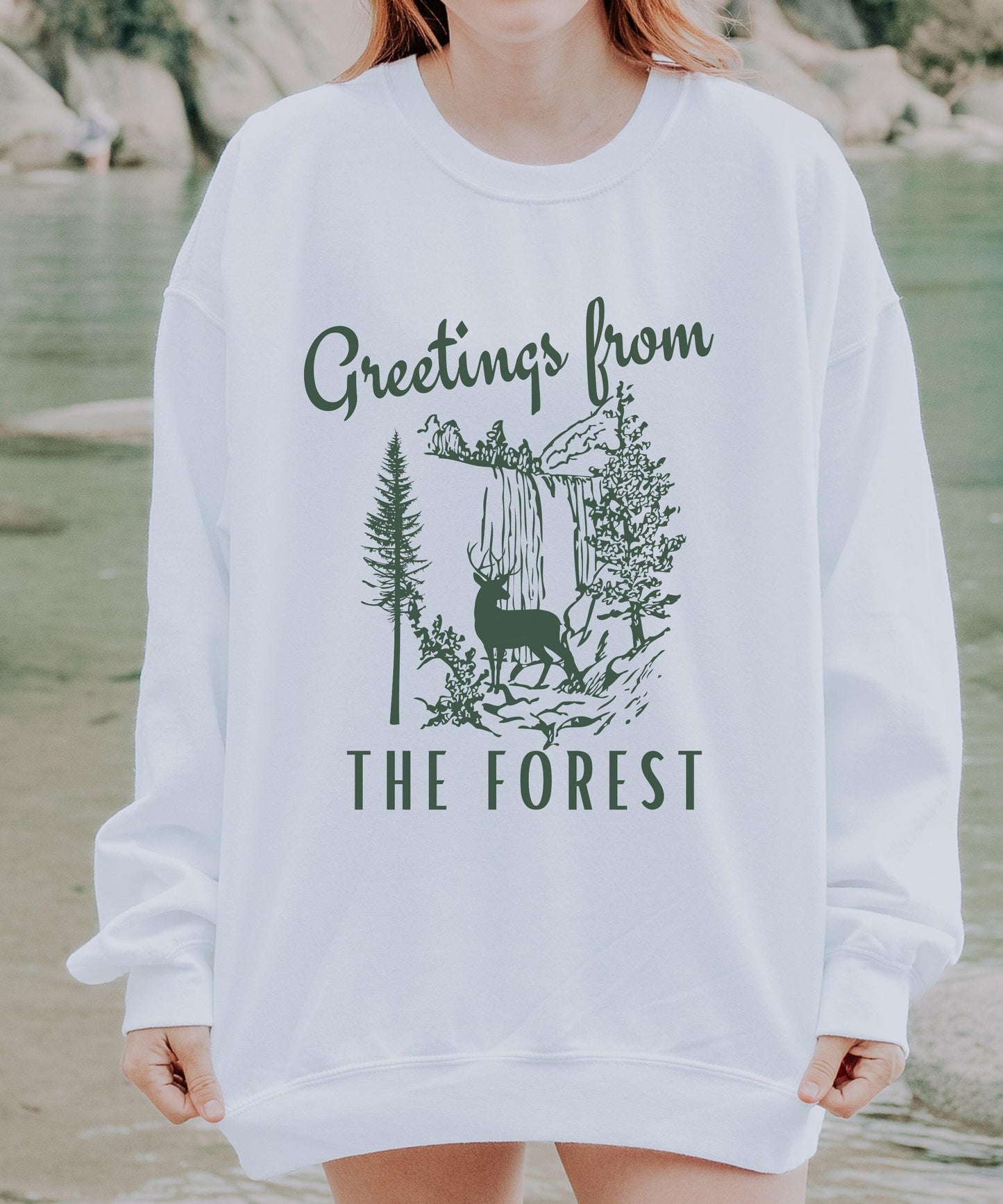 Forest Greeting sweatshirt Forest Core Naturecore Nature Lover Granola Girl Forest Animal Deer Sweatshirt Ecology Shirt Camping Hiking Shirt