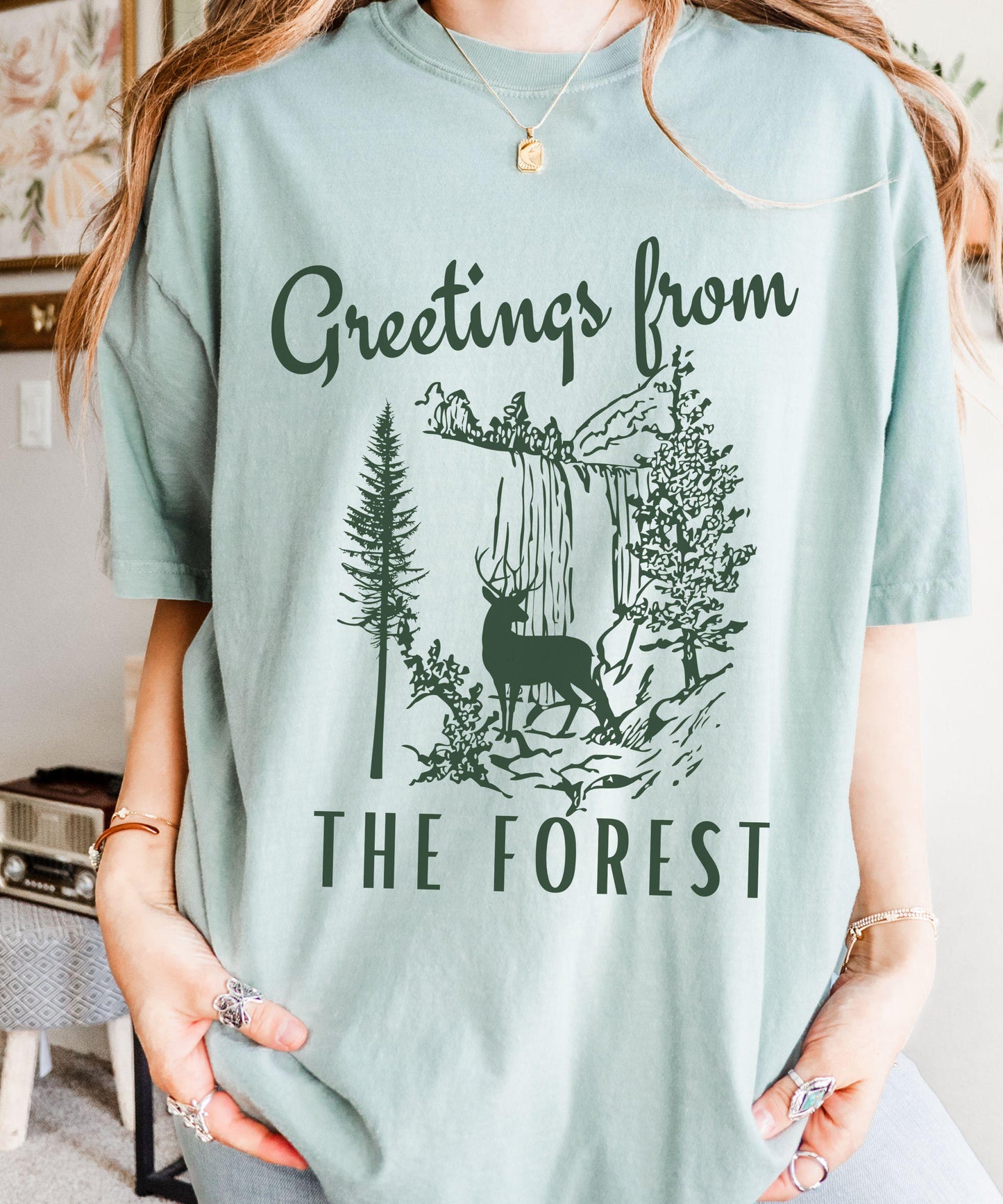 Waterfall Shirt Forest Core Naturecore Nature Lover Granola Girl Forest Animal Deer Sweatshirt Ecology Shirt Camping Tshirt Hiking Shirt