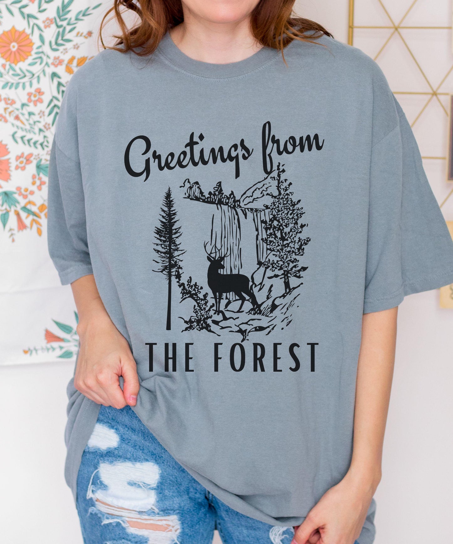 Waterfall Shirt Forest Core Naturecore Nature Lover Granola Girl Forest Animal Deer Sweatshirt Ecology Shirt Camping Tshirt Hiking Shirt