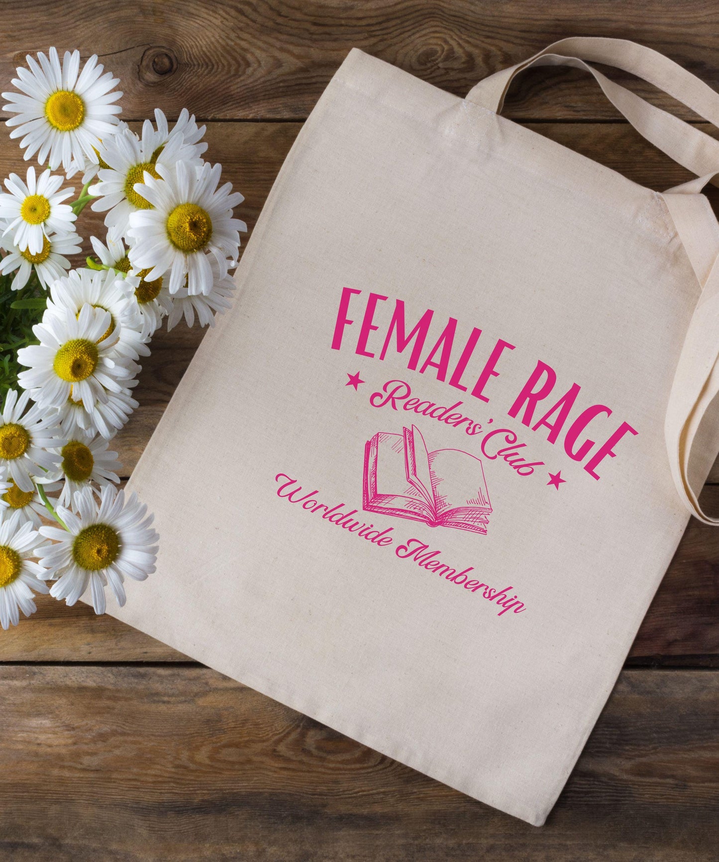 Female Rage Readers Club Tote Bag, Feminist Tote Leftist Gift Book Club Gifts Library Tote Women's Empowerment Book Core Reading Tote Bag