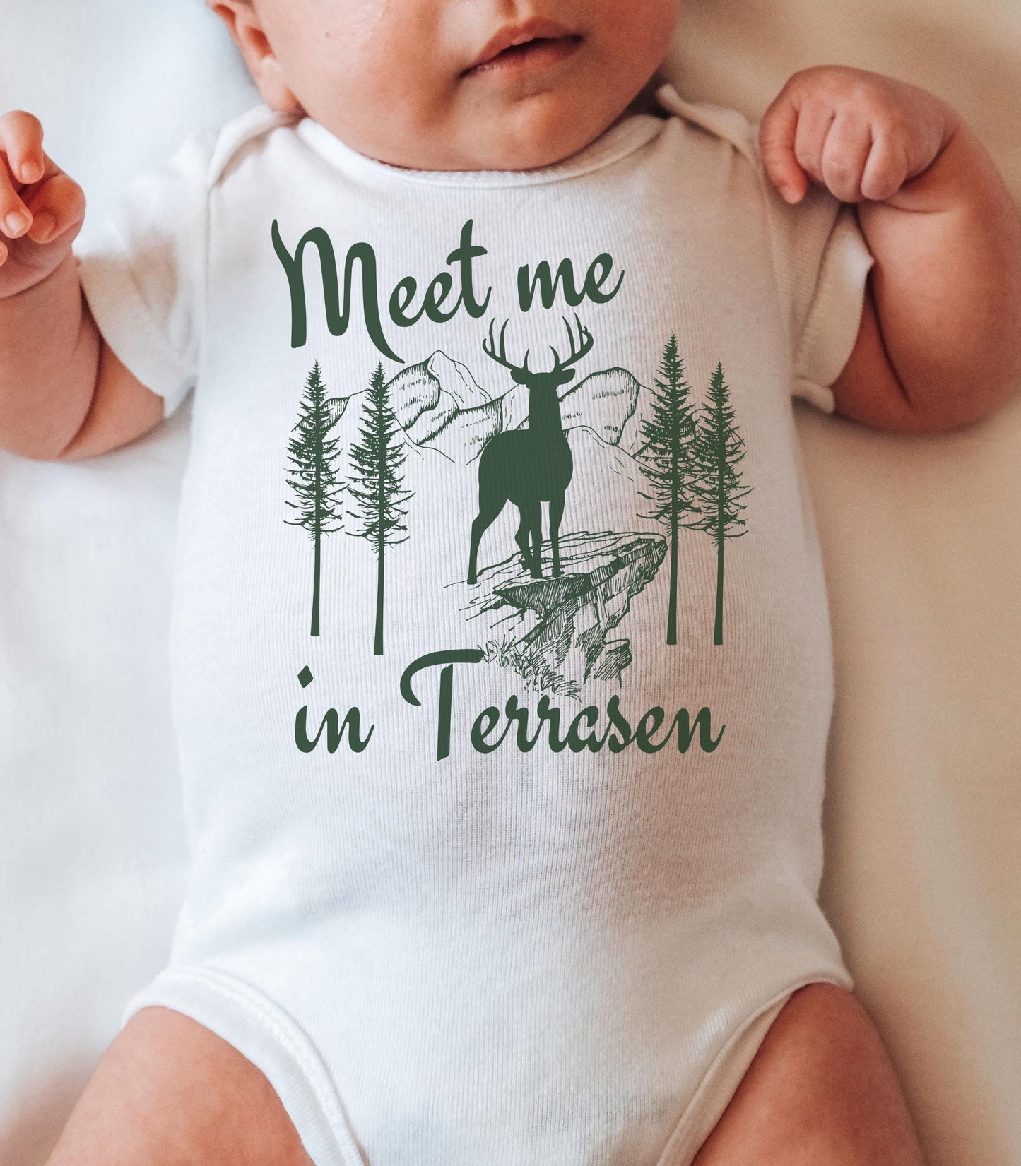 Meet Me In Terrasen Baby Bodysuit, Licensed SJM Merch Throne of Glass Baby Clothes Bookish Baby Gifts,Sarah J Maas KOA Aelin Galathynius Tee