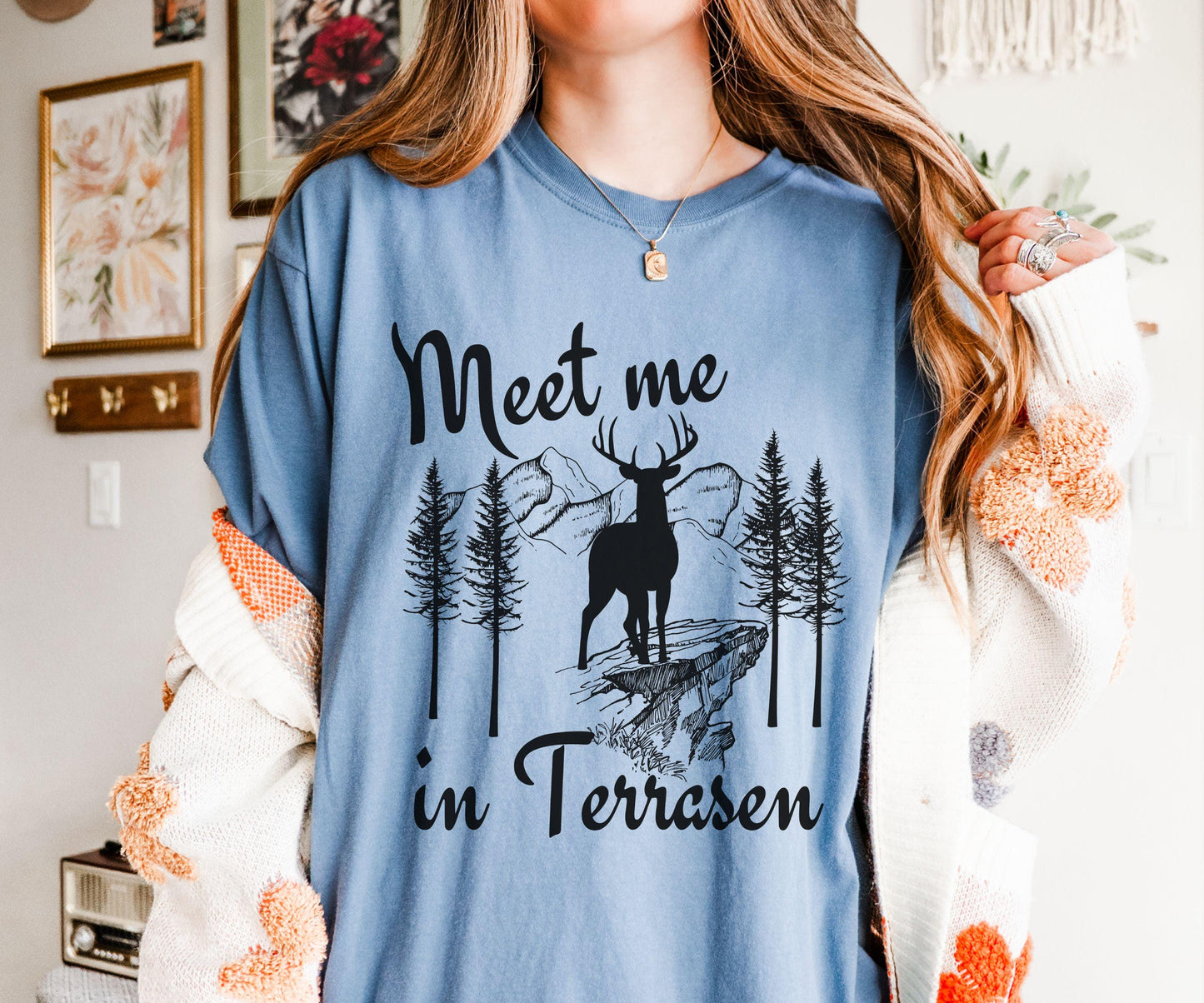 Terrasen Throne of Glass Shirt, Meet Me In Terrasen, Licensed Sarah J Maas Merch, SJM Merch, KOA Aelin Galathynius Kingdom of Ash TShirt