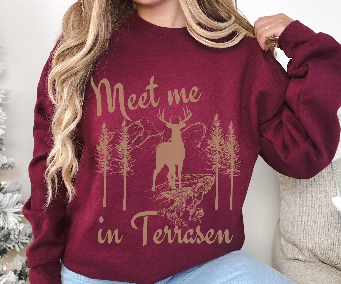 Terrasen Throne of Glass Sweatshirt, Meet Me In Terrasen Licensed SJM Merch, SJM Merch, KOA Aelin Galathynius Kingdom of Ash Sweatshirt