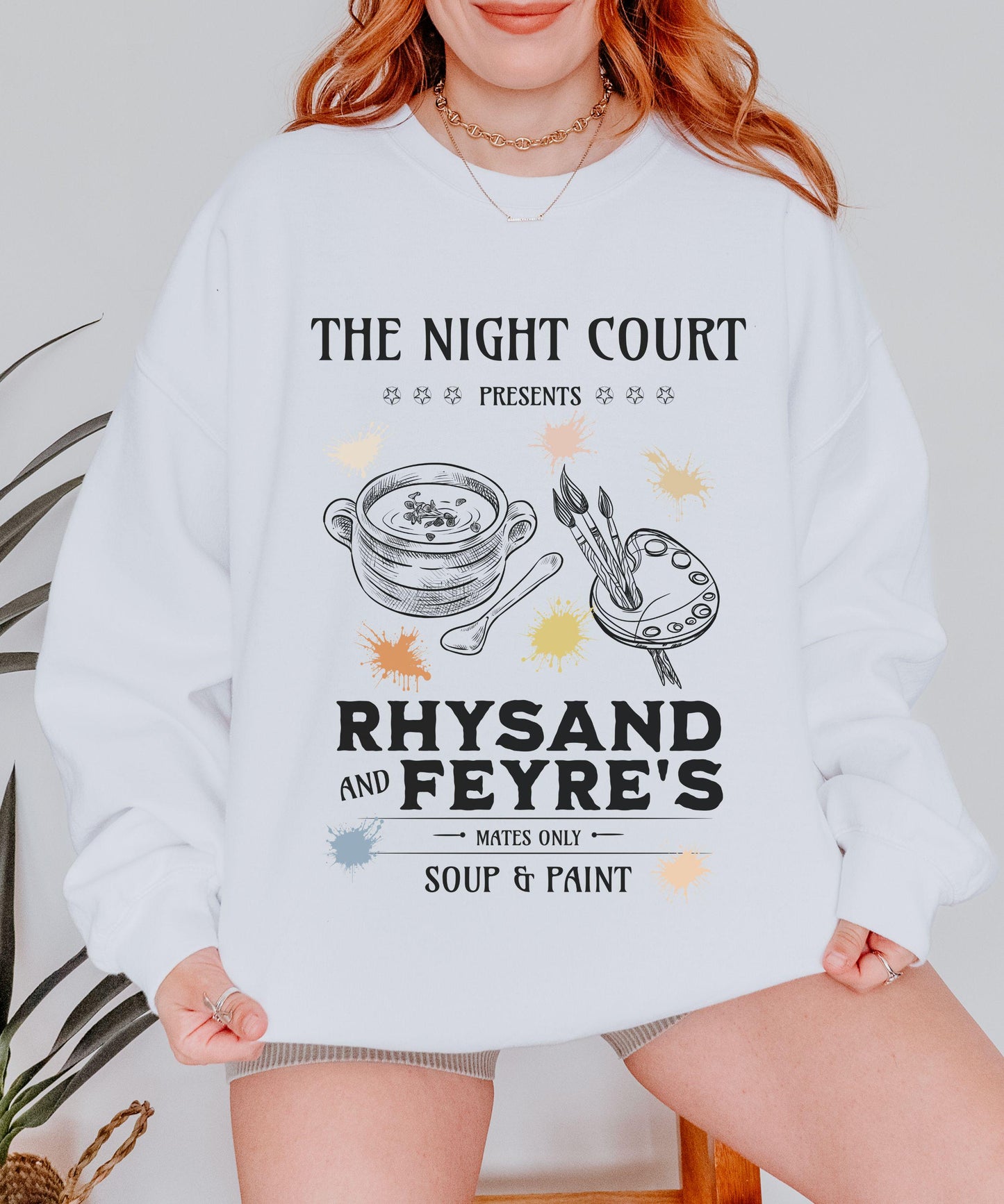 ACOMAF Rhysand and Feyre Soup and Paint Sweatshirt, Officially Licensed SJM Merch ACOTAR Sweatshirt, Night Court Bookish Shirt, Chapter 55