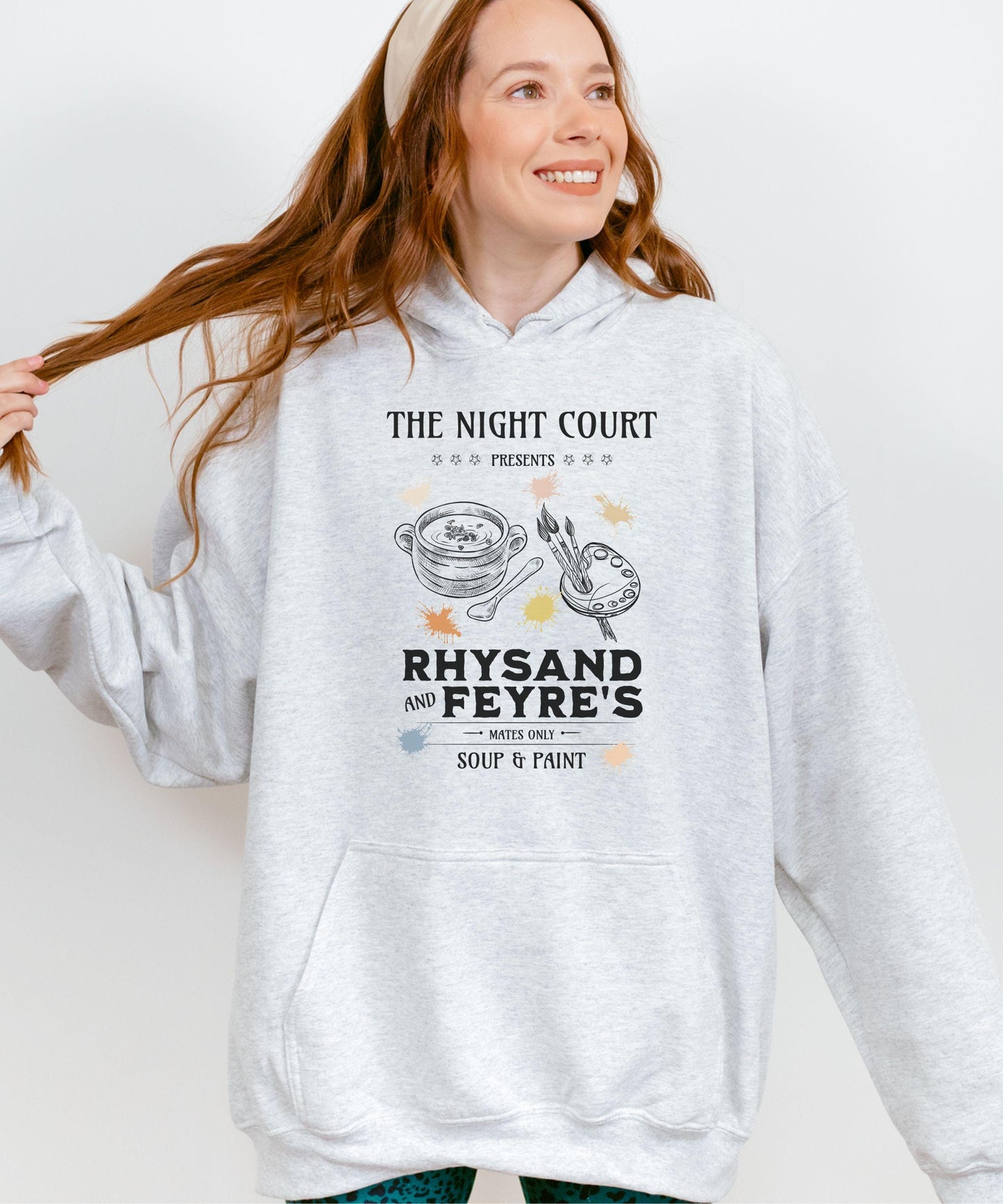 ACOMAF Rhysand and Feyre Soup and Paint Hoodie, Officially Licensed SJM Merch ACOTAR Sweatshirt, Night Court Bookish Hoodie Chapter 55 Shirt