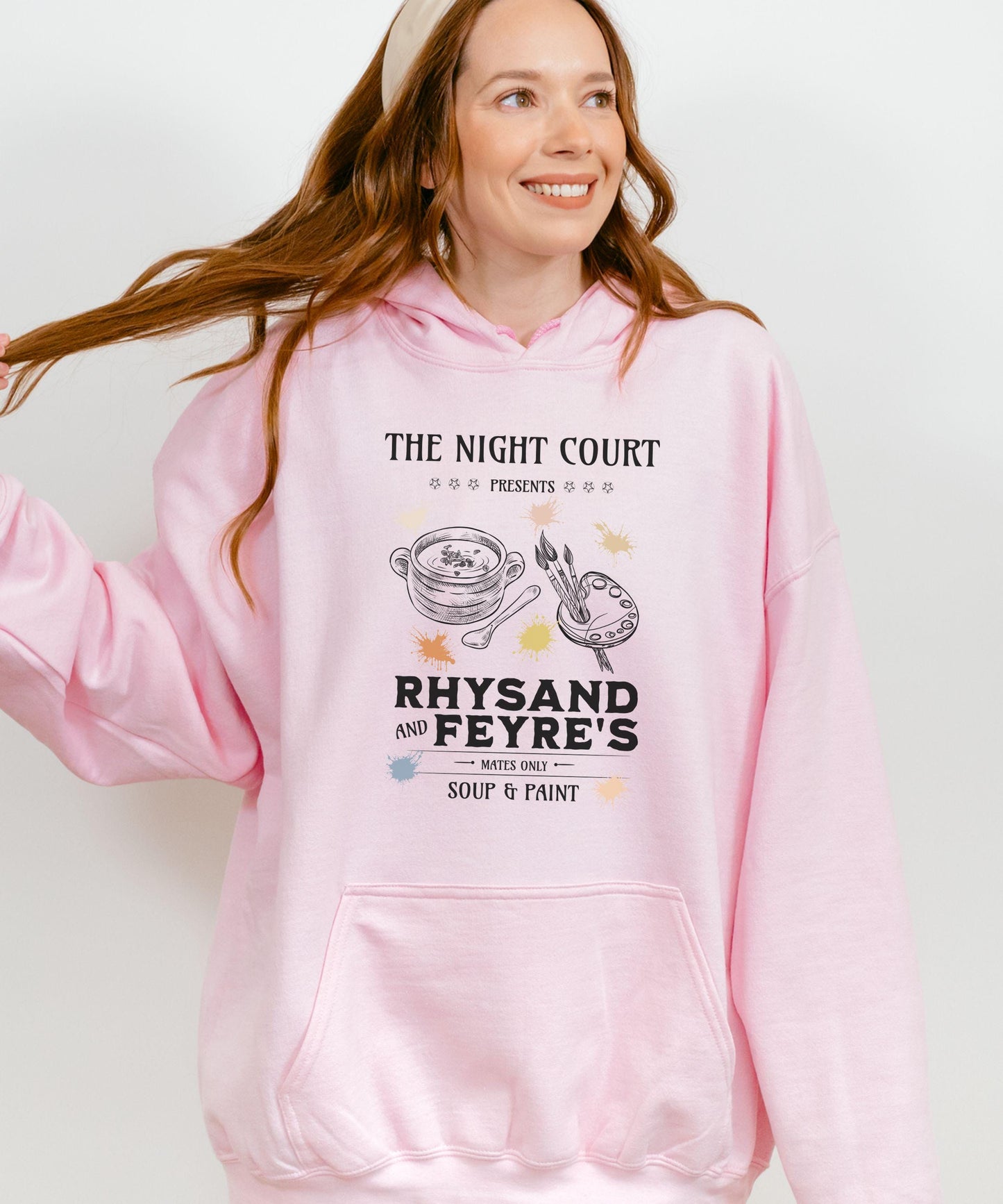 ACOMAF Rhysand and Feyre Soup and Paint Hoodie, Officially Licensed SJM Merch ACOTAR Sweatshirt, Night Court Bookish Hoodie Chapter 55 Shirt