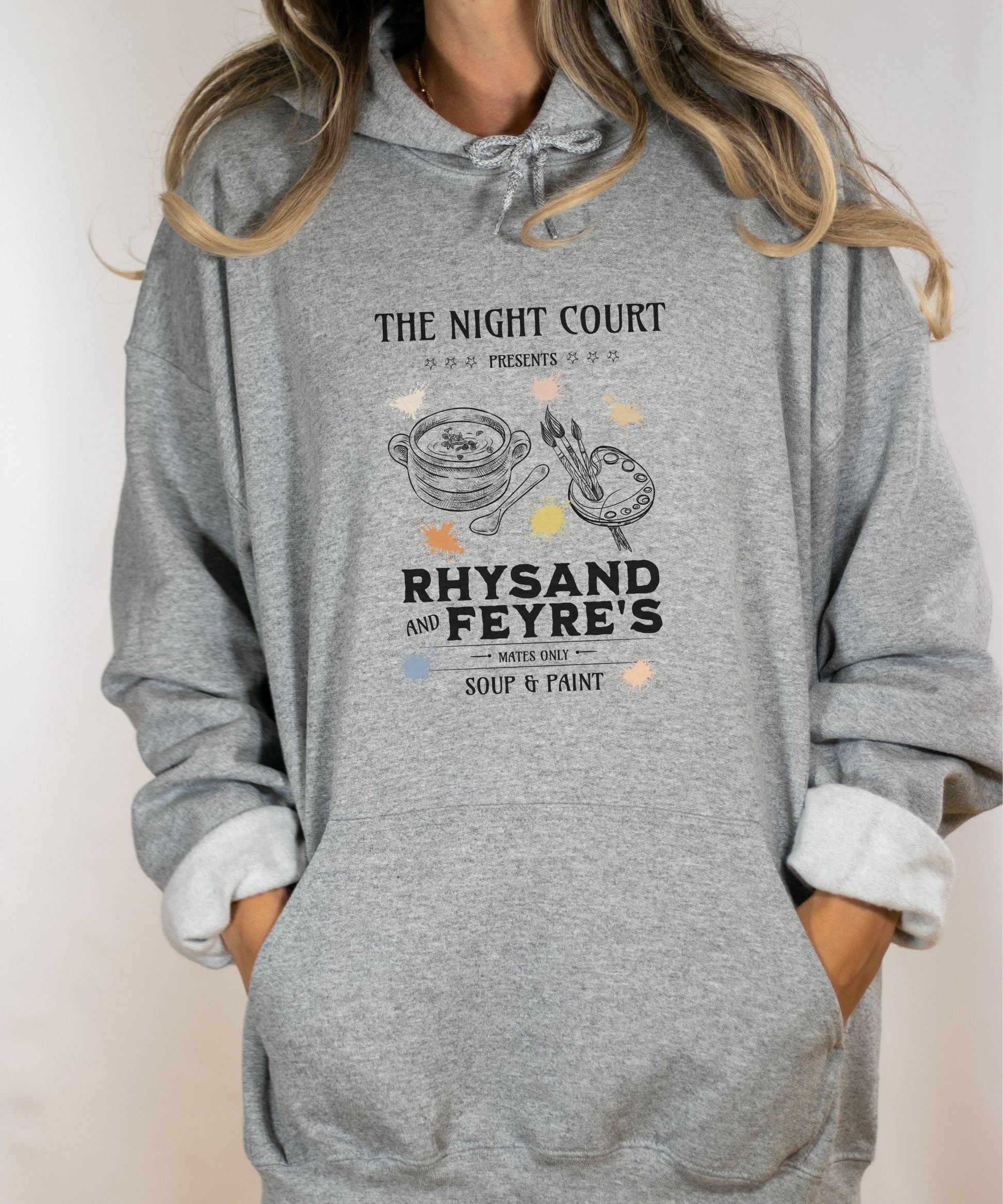 ACOMAF Rhysand and Feyre Soup and Paint Hoodie, Officially Licensed SJM Merch ACOTAR Sweatshirt, Night Court Bookish Hoodie Chapter 55 Shirt