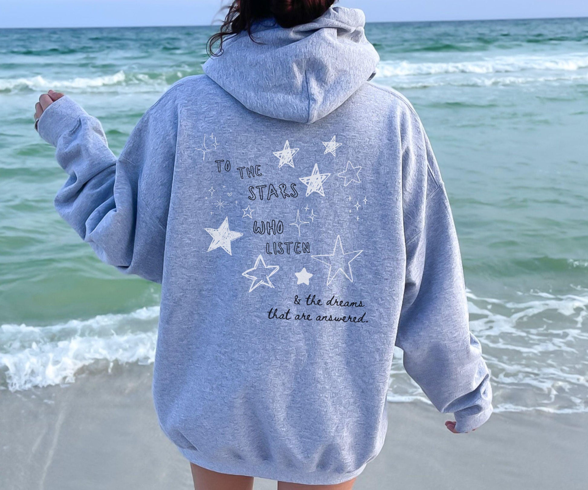 To The Stars Who Listen Back Print Hoodie, Velaris Hoodie, Starfall Hoodie, ACOMAF Merch Licensed Sarah J Maas ACOTAR Sweatshirt SJM Hoodie