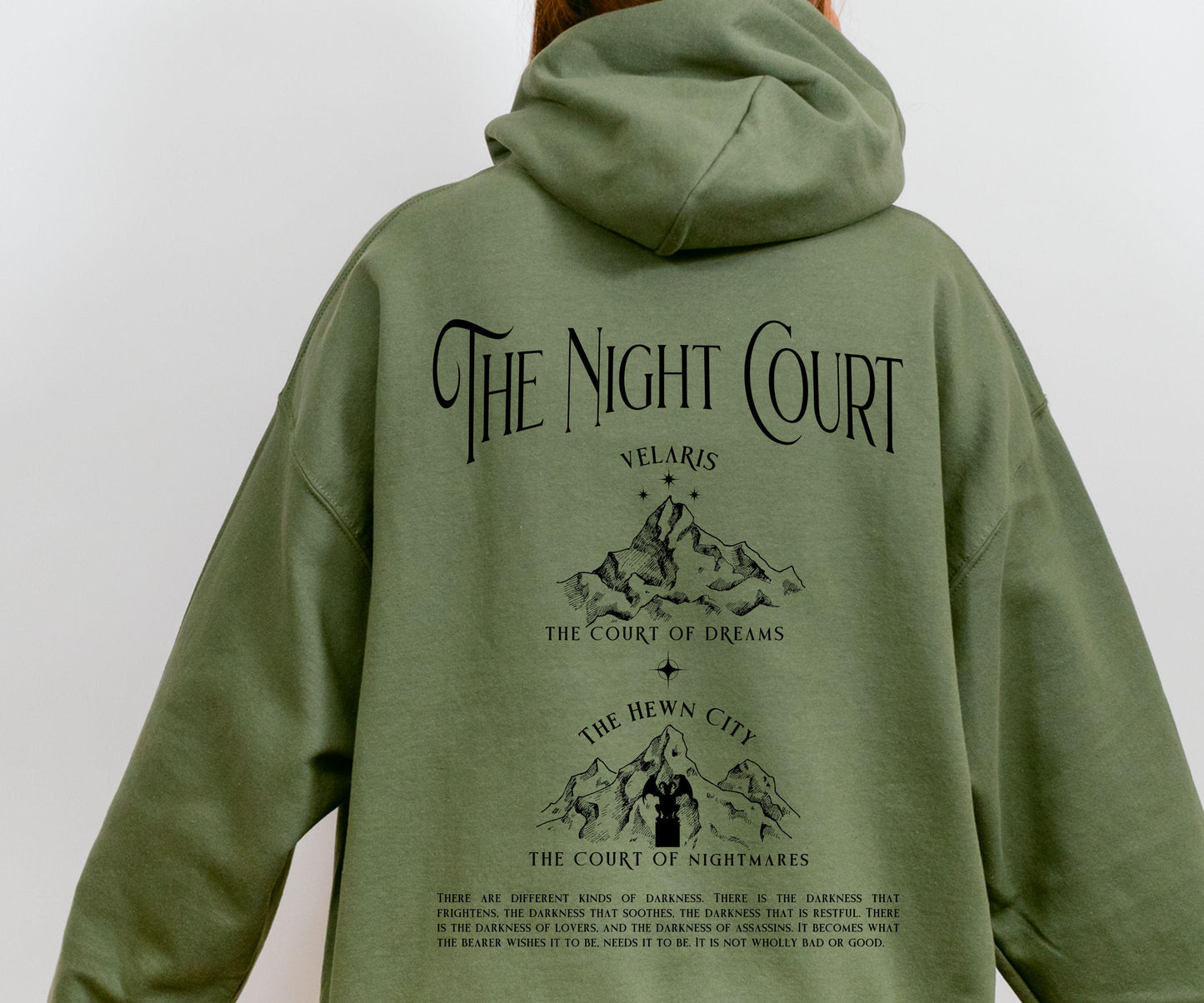 Welcome to the Night Court Hoodie, Licensed SJM Merch, ACOTAR ACOMAF Sweatshirt. Rhysand Quote Hewn City Velaris Sweatshirt, Sarah J Maas