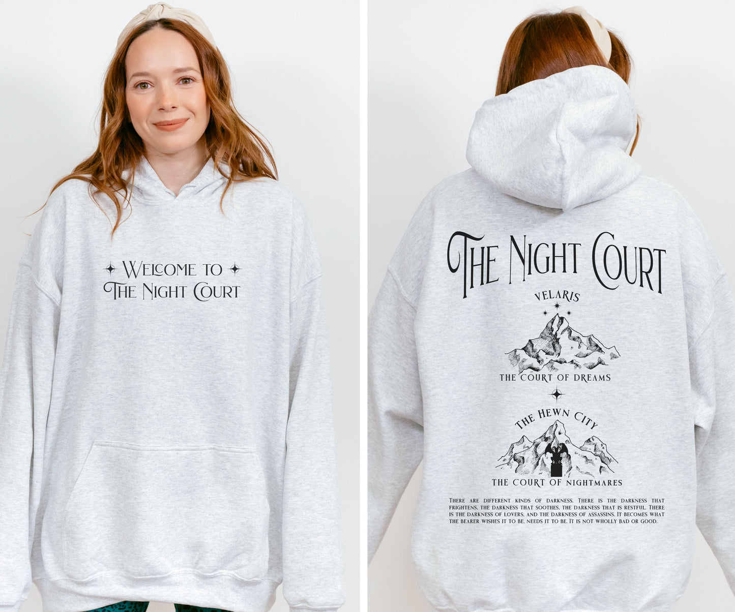 Welcome to the Night Court Hoodie, Licensed SJM Merch, ACOTAR ACOMAF Sweatshirt. Rhysand Quote Hewn City Velaris Sweatshirt, Sarah J Maas