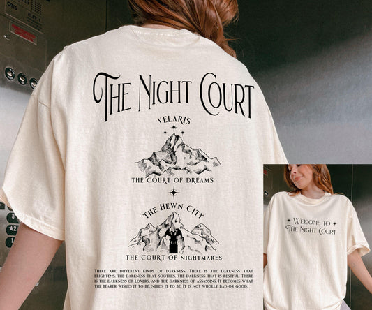 Welcome To The Night Court, Licensed SJM Merch ACOTAR Shirt ACOMAF Shirt Rhysand Quote Hewn City Velaris Shirt Sarah J Maas Tee