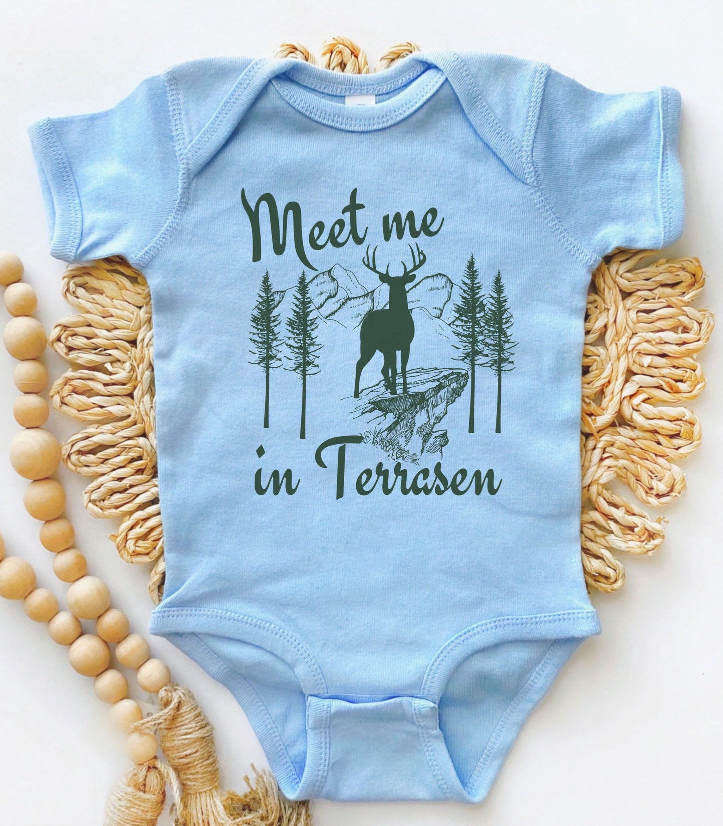 Meet Me In Terrasen Baby Bodysuit, Licensed SJM Merch Throne of Glass Baby Clothes Bookish Baby Gifts,Sarah J Maas KOA Aelin Galathynius Tee