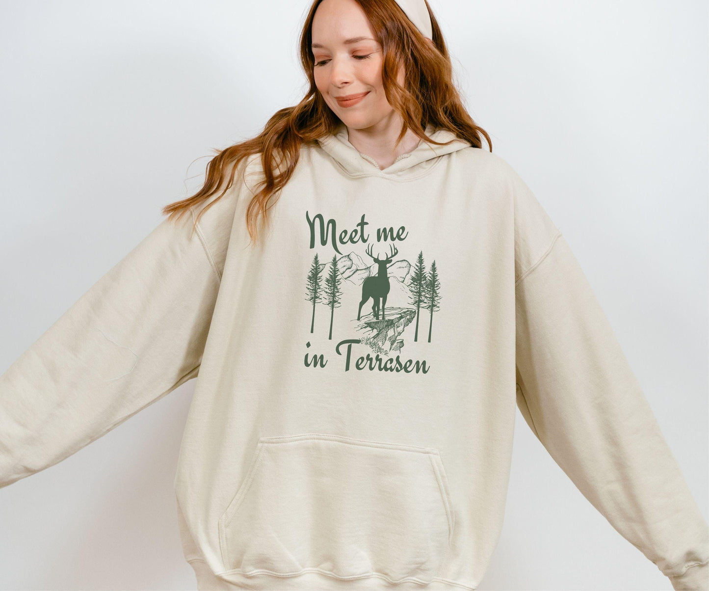 Terrasen Throne of Glass Hoodie, Meet Me In Terrasen Licensed SJM Merch, SJM Sweatshirt, KOA Aelin Galathynius Kingdom of Ash Hoodie