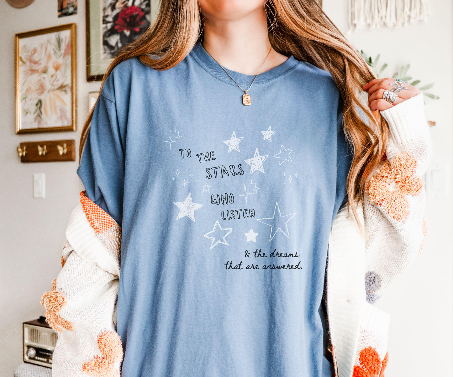 To The Stars Who Listen Starfall Velaris Shirt, ACOMAF Shirt, Rhysand and Feyre, Licensed ACOTAR SJM Merch Romantasy Reader Sarah J Maas Tee