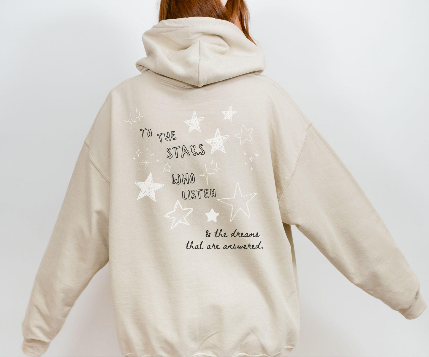 To The Stars Who Listen Back Print Hoodie, Velaris Hoodie, Starfall Hoodie, ACOMAF Merch Licensed Sarah J Maas ACOTAR Sweatshirt SJM Hoodie