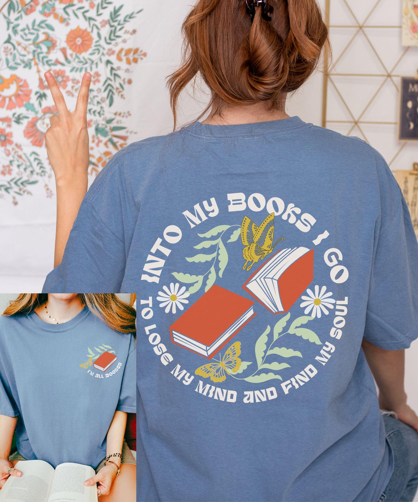 Into My Books I Go Shirt, I'm All Booked Bookish Book Core Nature Core Tshirt, Book Lover Merch Book Lover Gift Romantasy Reader Tee