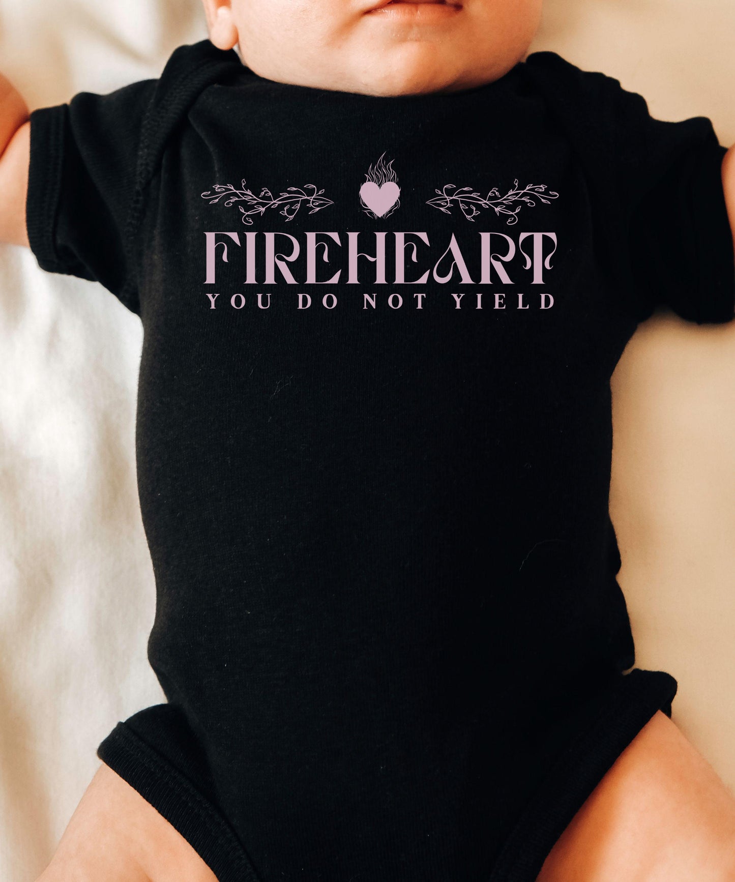 Fireheart Baby Bodysuit, You Do Not Yield Throne of Glass Baby Clothes, Licensed Sarah J Maas Bookish Baby Shower Gift SJM Baby Bodysuit