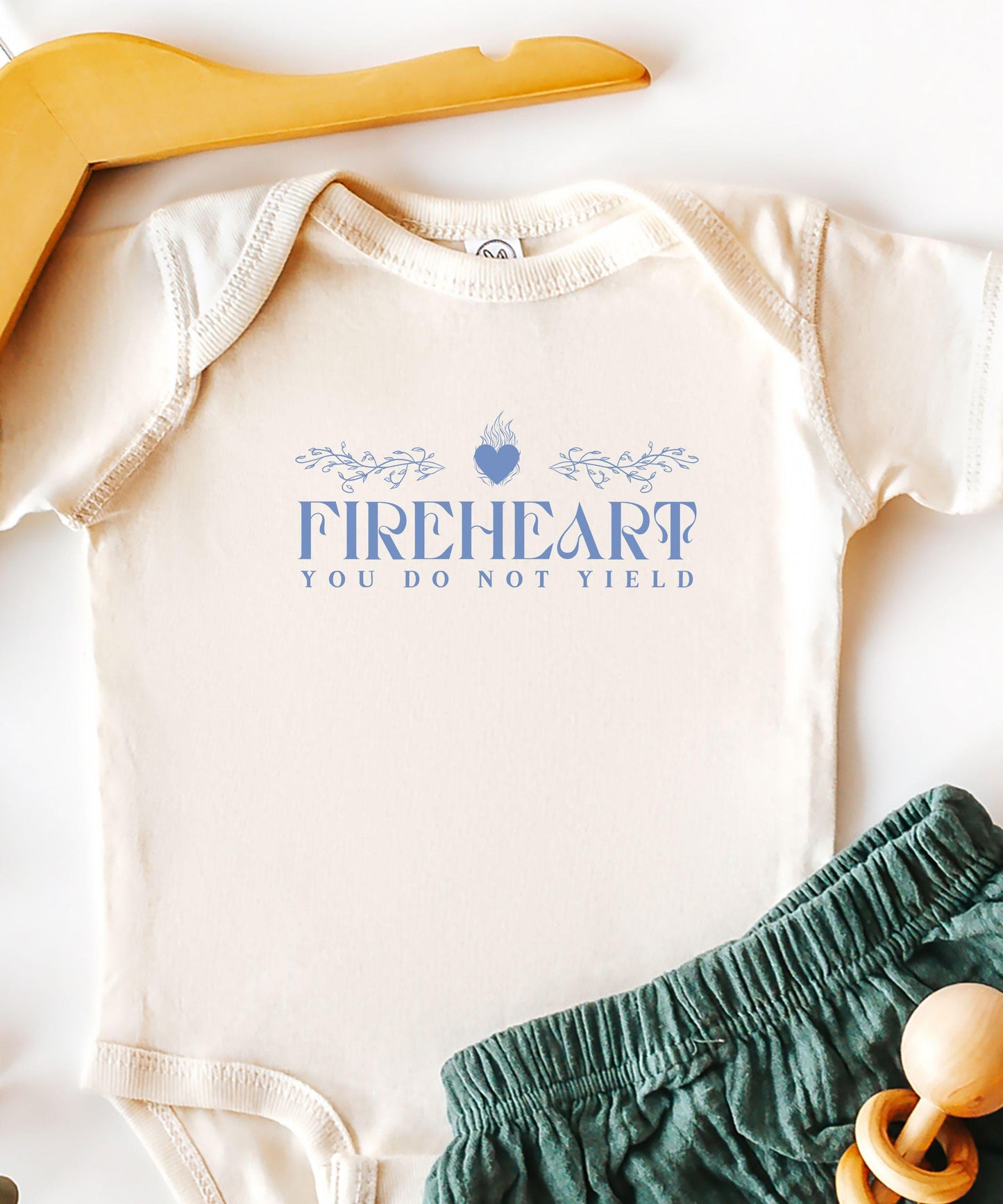 Fireheart Baby Bodysuit, You Do Not Yield Throne of Glass Baby Clothes, Licensed Sarah J Maas Bookish Baby Shower Gift SJM Baby Bodysuit