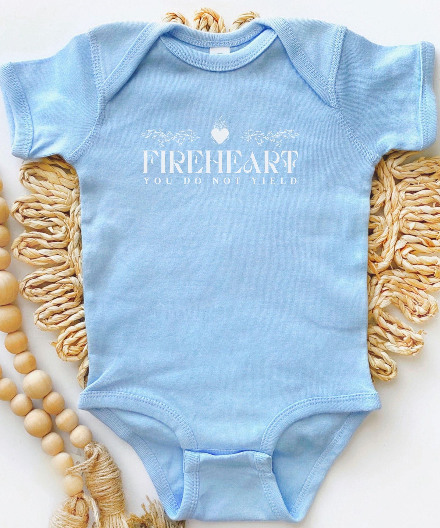 Fireheart Baby Bodysuit, You Do Not Yield Throne of Glass Baby Clothes, Licensed Sarah J Maas Bookish Baby Shower Gift SJM Baby Bodysuit