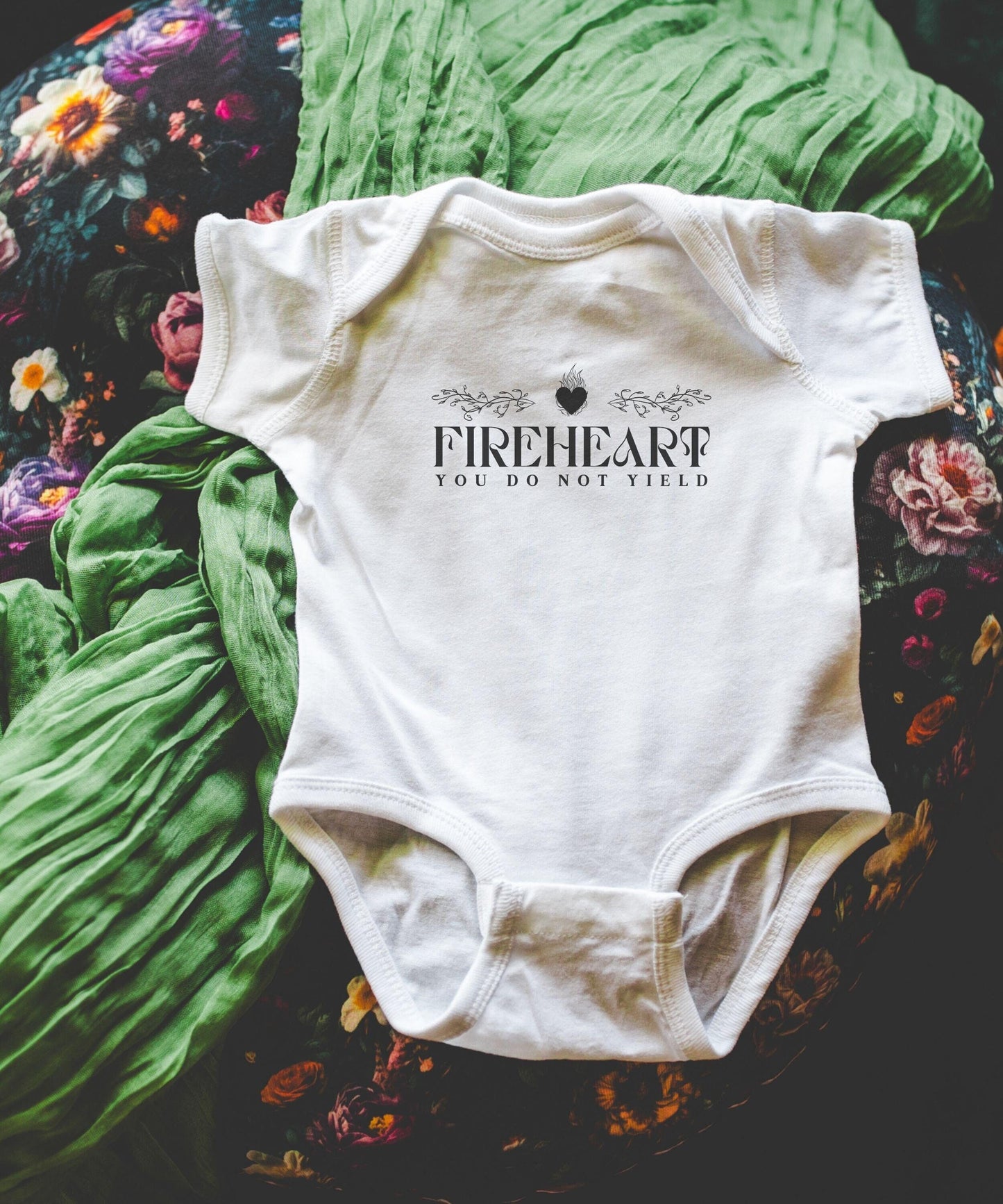 Fireheart Baby Bodysuit, You Do Not Yield Throne of Glass Baby Clothes, Licensed Sarah J Maas Bookish Baby Shower Gift SJM Baby Bodysuit