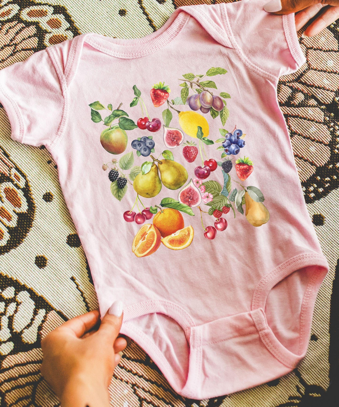 Vintage Fruits Baby Bodysuit, Strawberry Cherry Berries Produce Shirt Baby, Cottage Core Baby Gift Cottagecore Clothes Witchy Baby Clothes