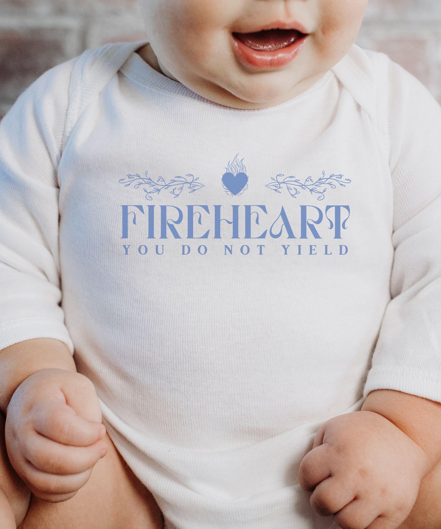 Fireheart Baby Bodysuit Long Sleeved, You Do Not Yield, Licensed SJM Merch, Throne of Glass KOA Sarah J Maas Bookish Baby Shower Gifts